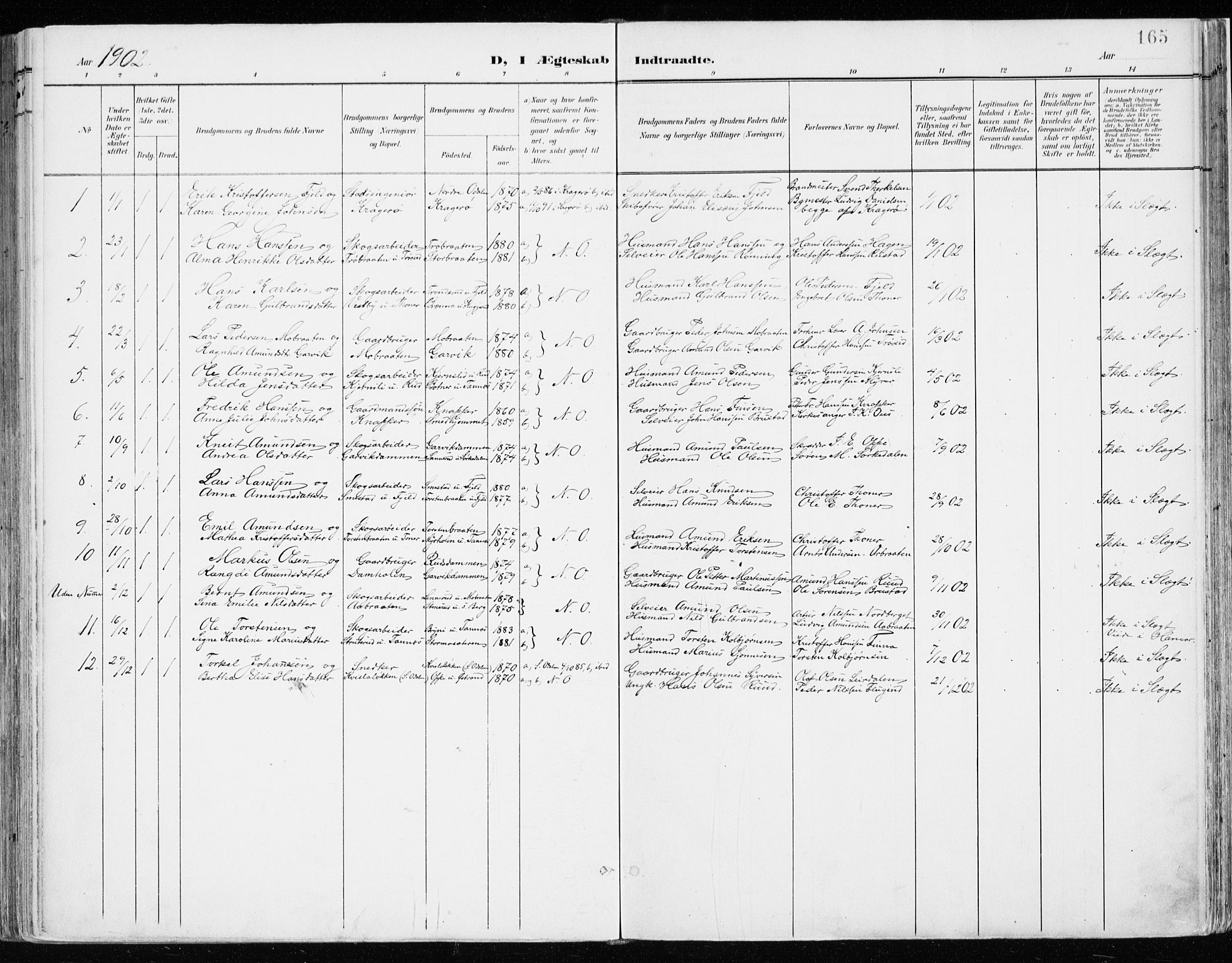 Nord-Odal prestekontor, SAH/PREST-032/H/Ha/Haa/L0009: Parish register (official) no. 9, 1902-1926, p. 165