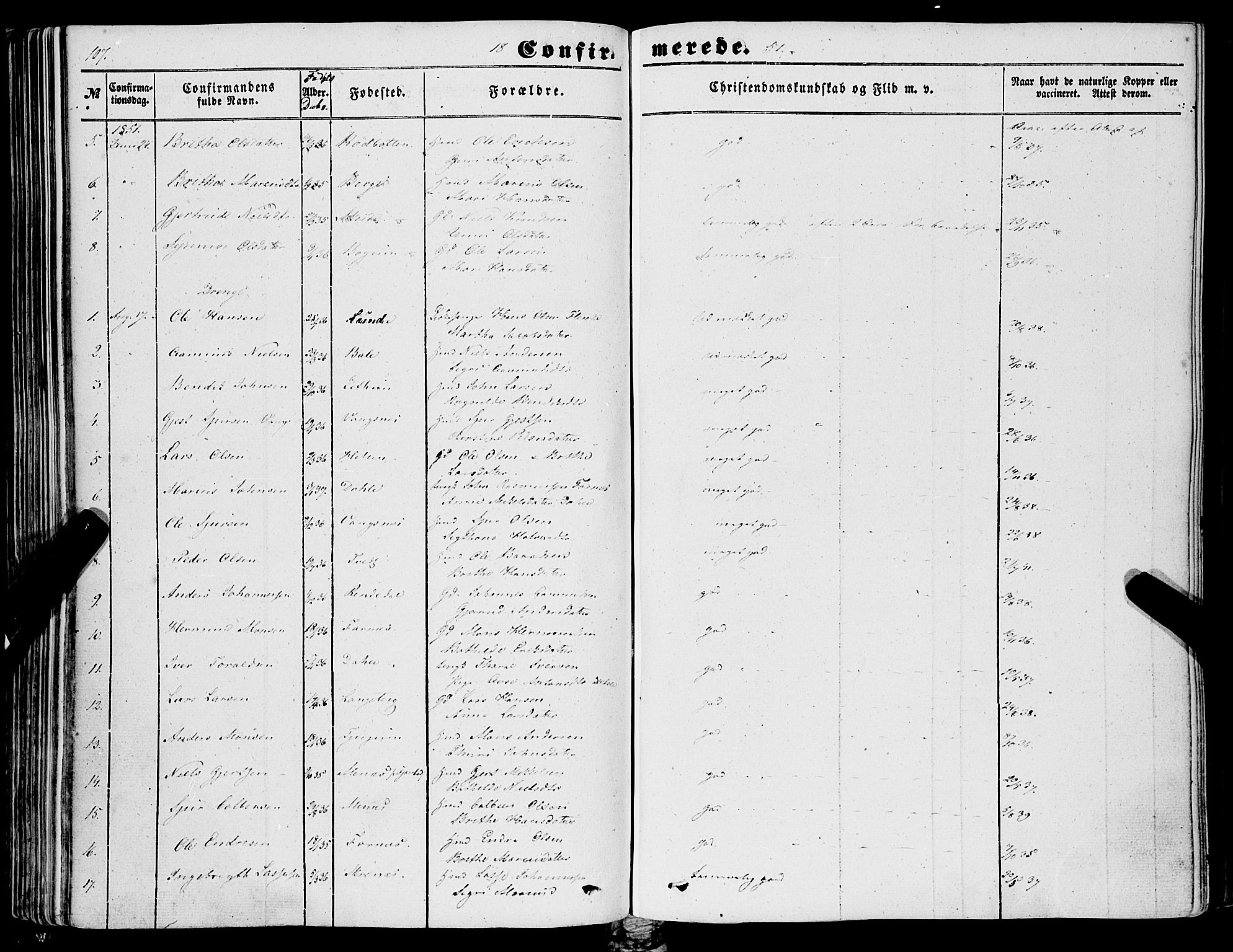 Balestrand sokneprestembete, AV/SAB-A-79601/H/Haa/Haaa/L0002: Parish register (official) no. A 2, 1847-1866, p. 107