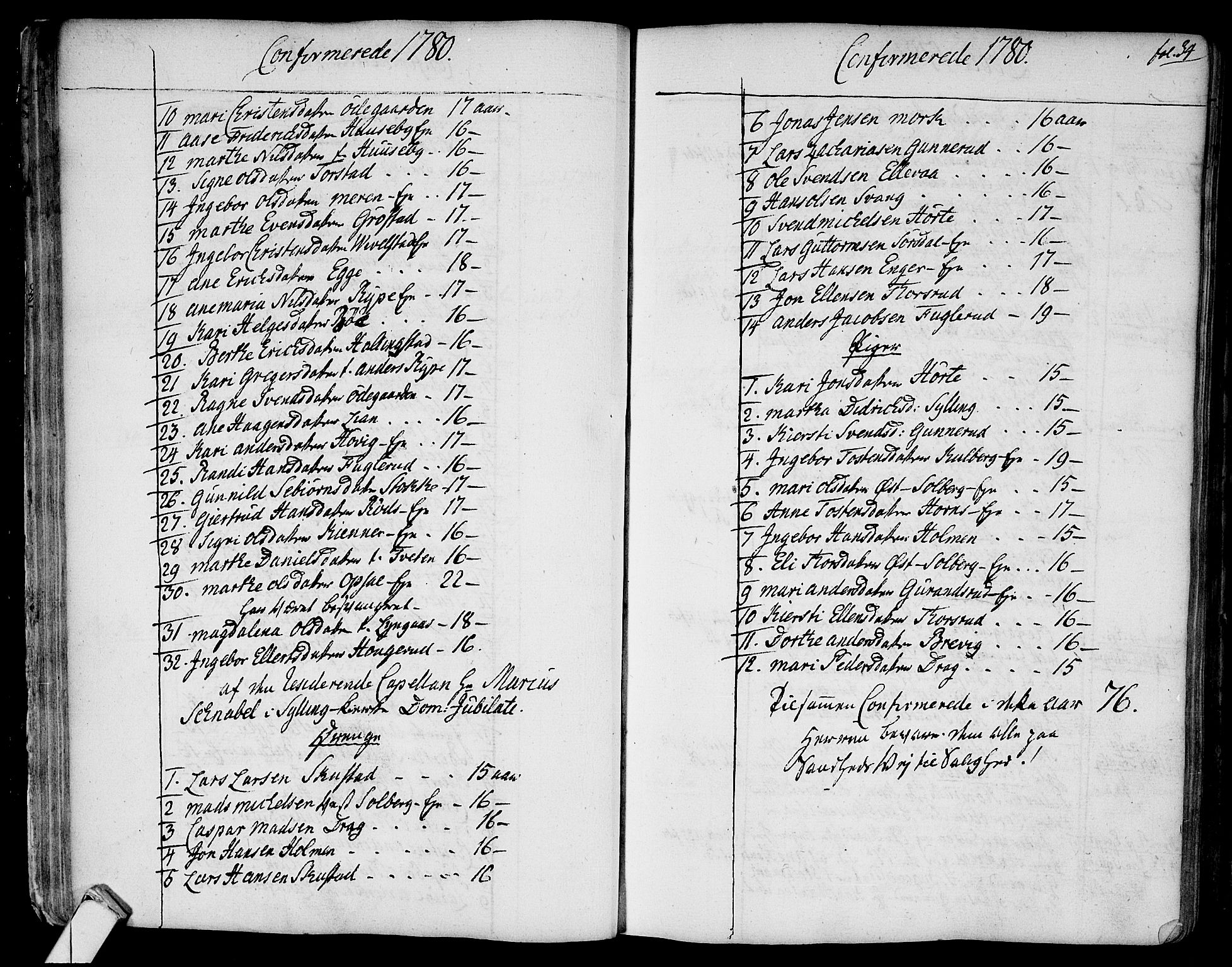 Lier kirkebøker, SAKO/A-230/F/Fa/L0006: Parish register (official) no. I 6, 1777-1794, p. 34