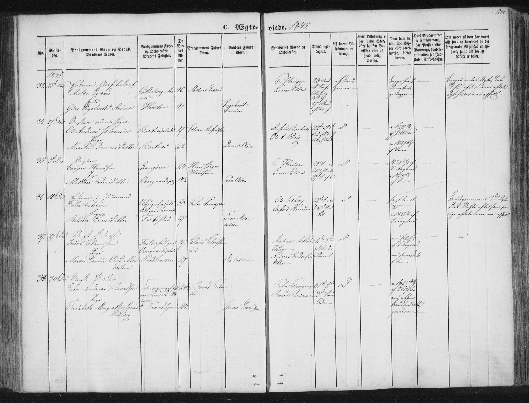 Ministerialprotokoller, klokkerbøker og fødselsregistre - Nord-Trøndelag, SAT/A-1458/741/L0392: Parish register (official) no. 741A06, 1836-1848, p. 220