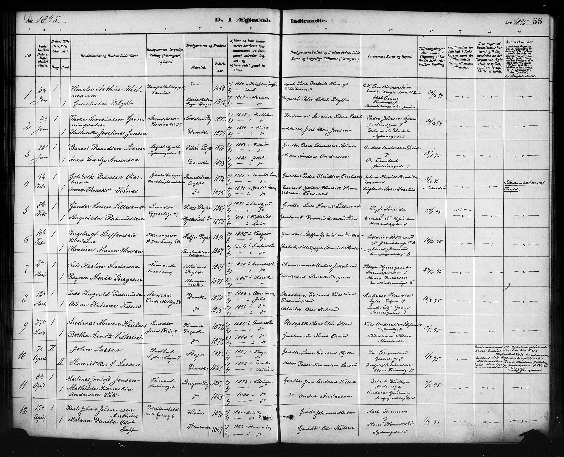 Johanneskirken sokneprestembete, SAB/A-76001/H/Hab: Parish register (copy) no. C 1, 1885-1912, p. 55