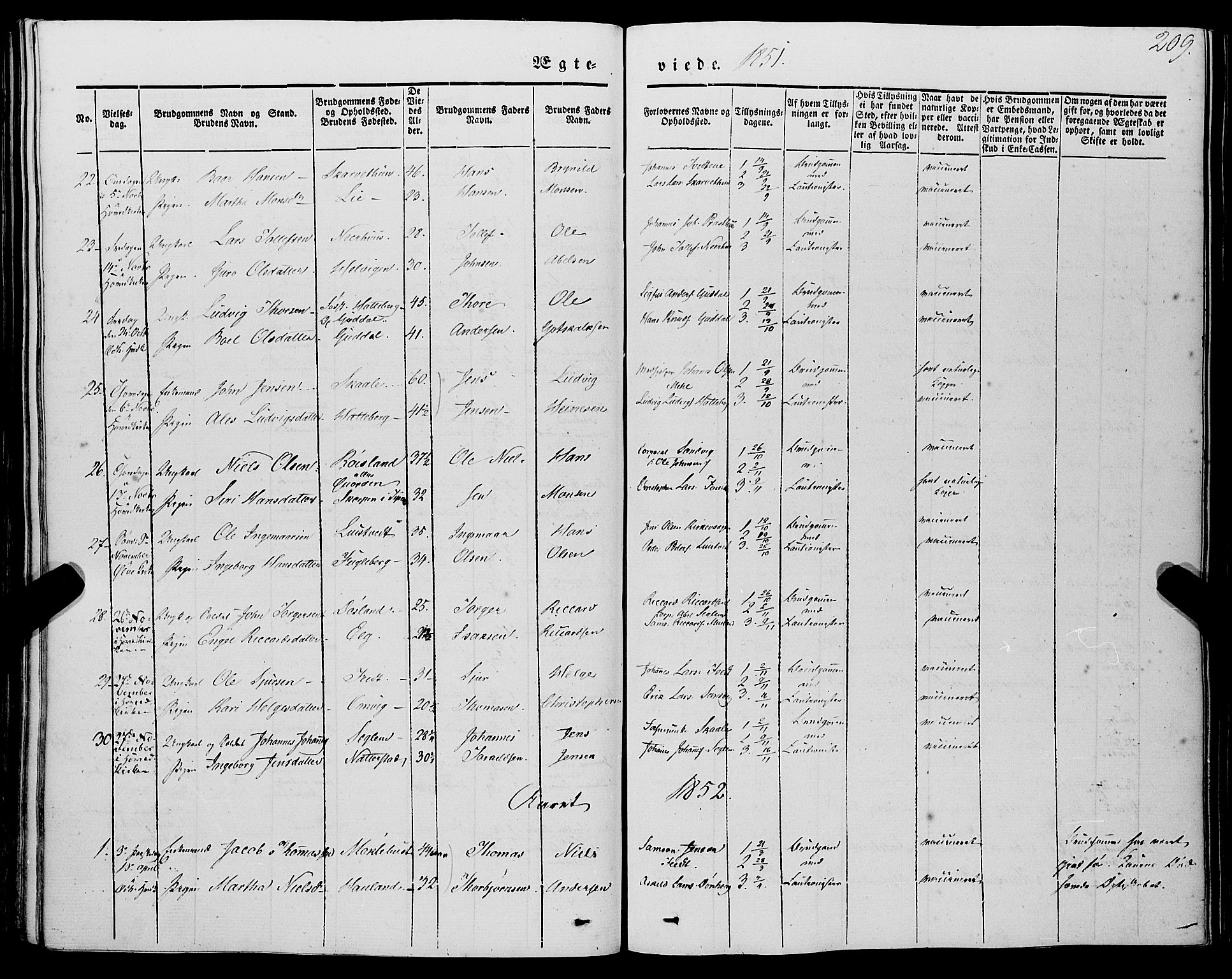 Kvinnherad sokneprestembete, AV/SAB-A-76401/H/Haa: Parish register (official) no. A 7, 1843-1853, p. 209