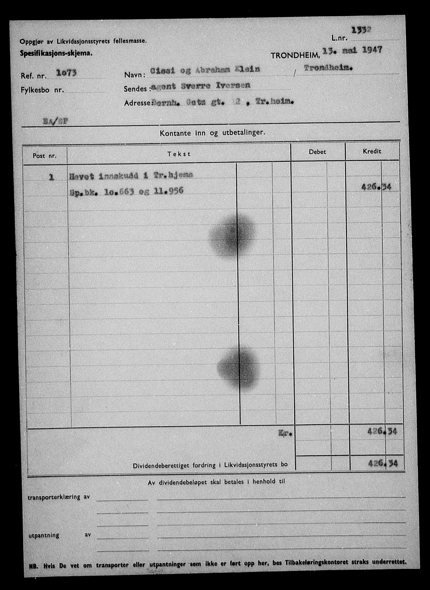 Justisdepartementet, Tilbakeføringskontoret for inndratte formuer, AV/RA-S-1564/H/Hc/Hca/L0900: --, 1945-1947, p. 358