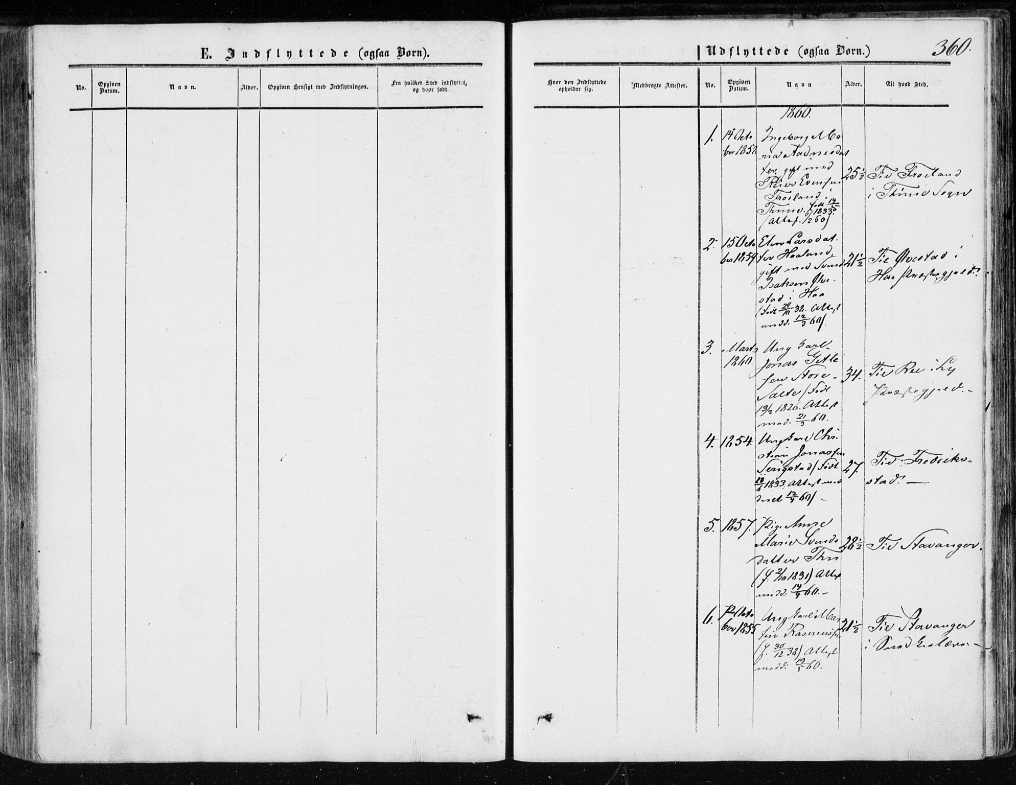 Klepp sokneprestkontor, AV/SAST-A-101803/001/3/30BA/L0005: Parish register (official) no. A 5, 1853-1870, p. 360