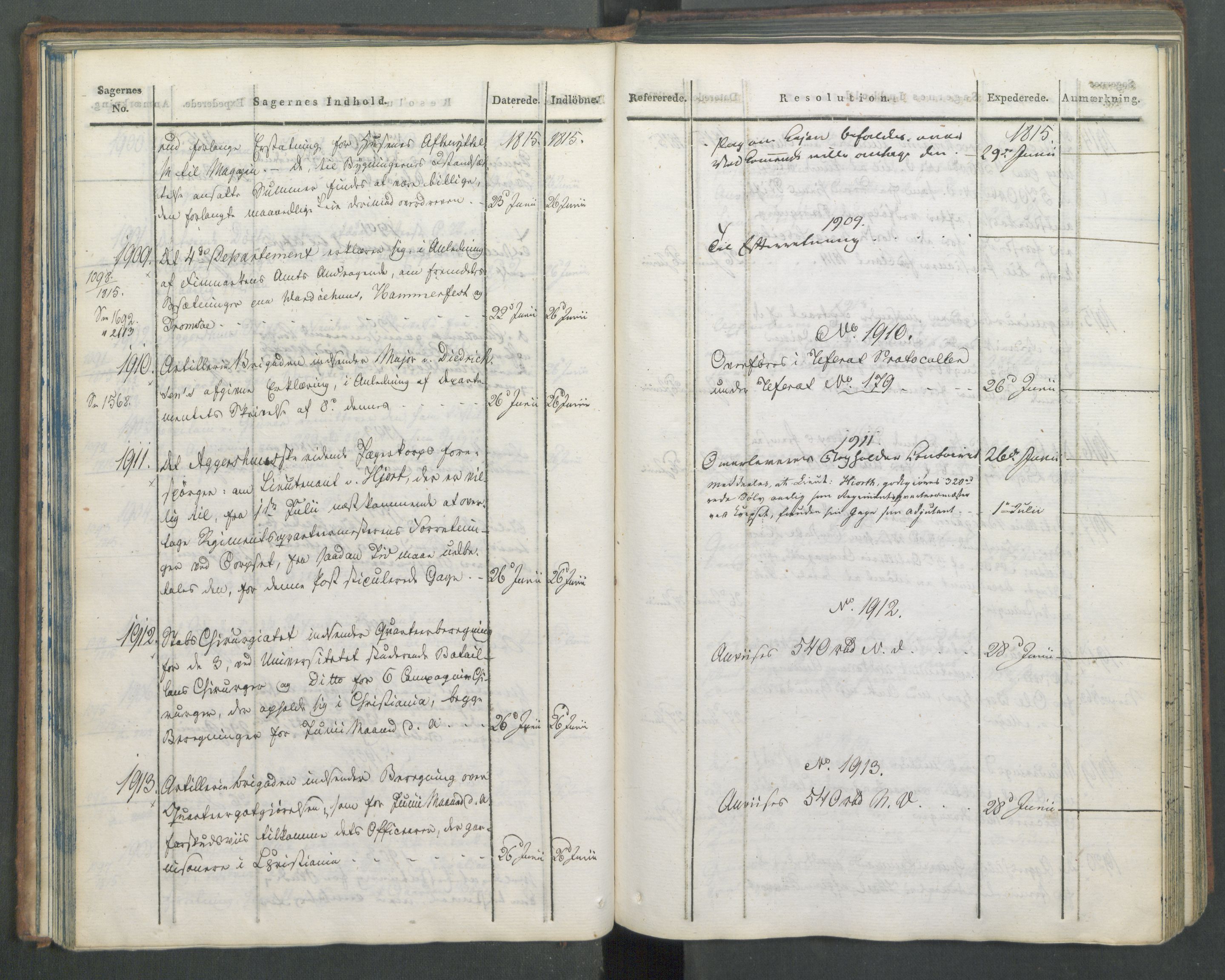 Armédepartementet, AV/RA-RAFA-3493/C/Ca/L0005: 6. Departements Journal, 1815