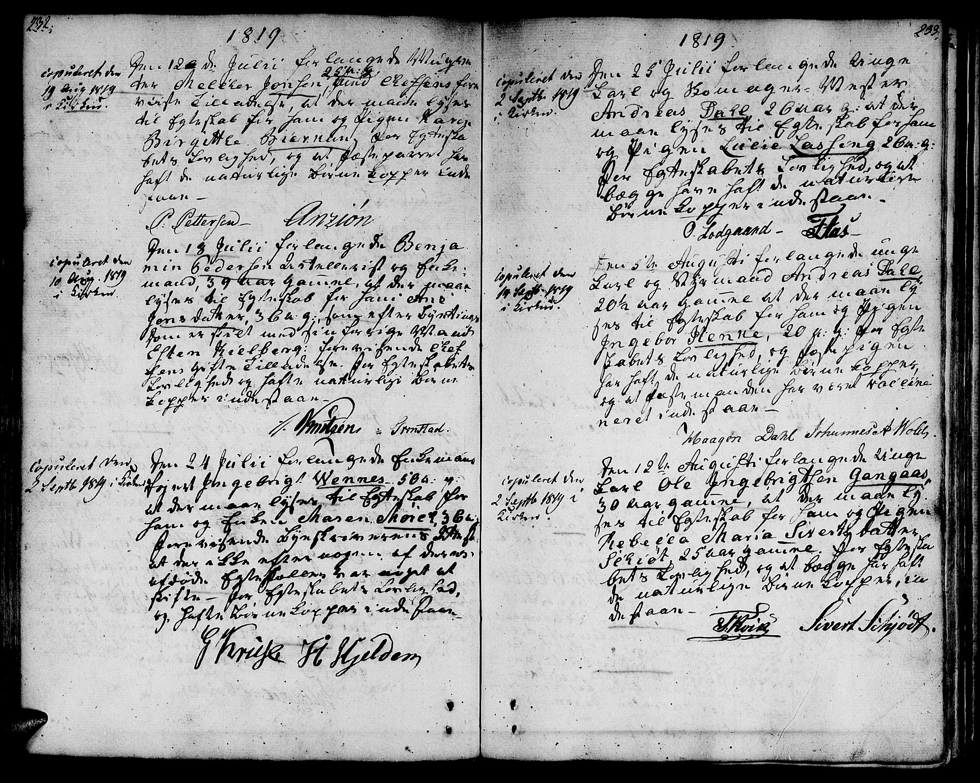 Ministerialprotokoller, klokkerbøker og fødselsregistre - Sør-Trøndelag, SAT/A-1456/601/L0042: Parish register (official) no. 601A10, 1802-1830, p. 232-233