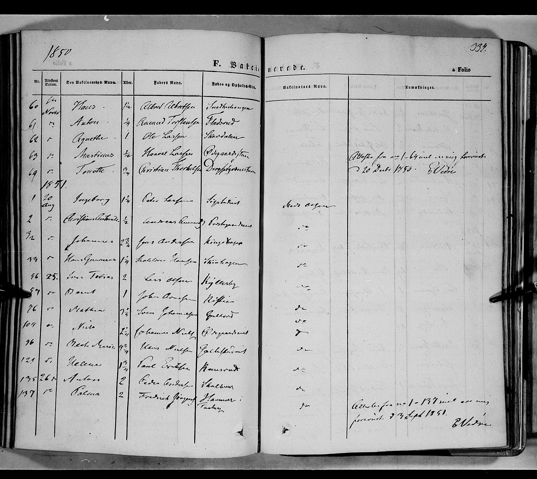Biri prestekontor, SAH/PREST-096/H/Ha/Haa/L0005: Parish register (official) no. 5, 1843-1854, p. 334