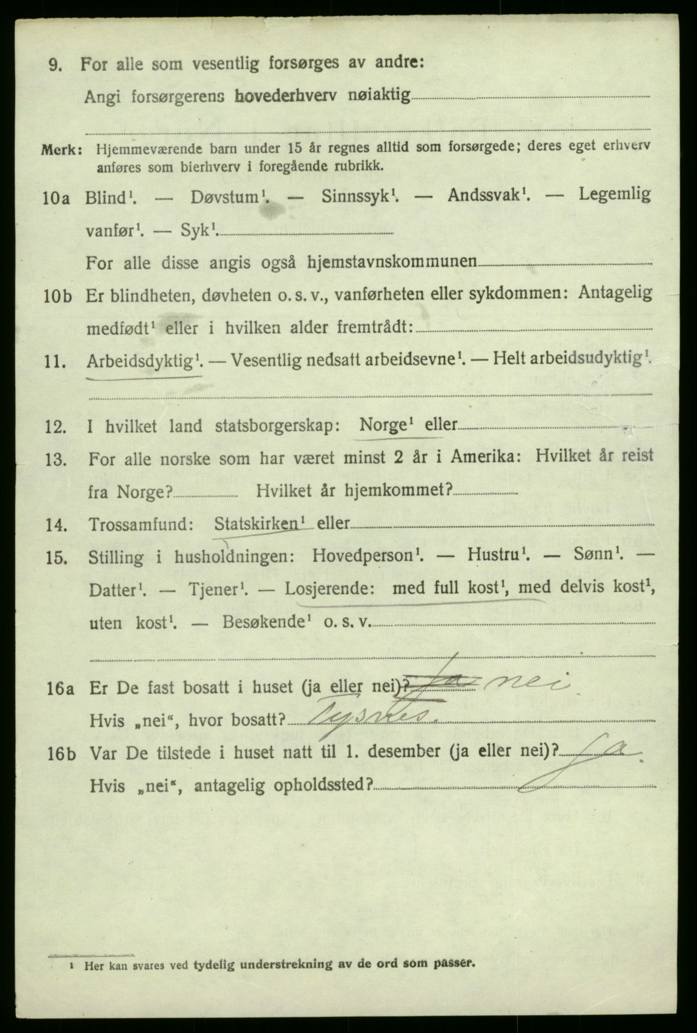 SAB, 1920 census for Stord, 1920, p. 9410