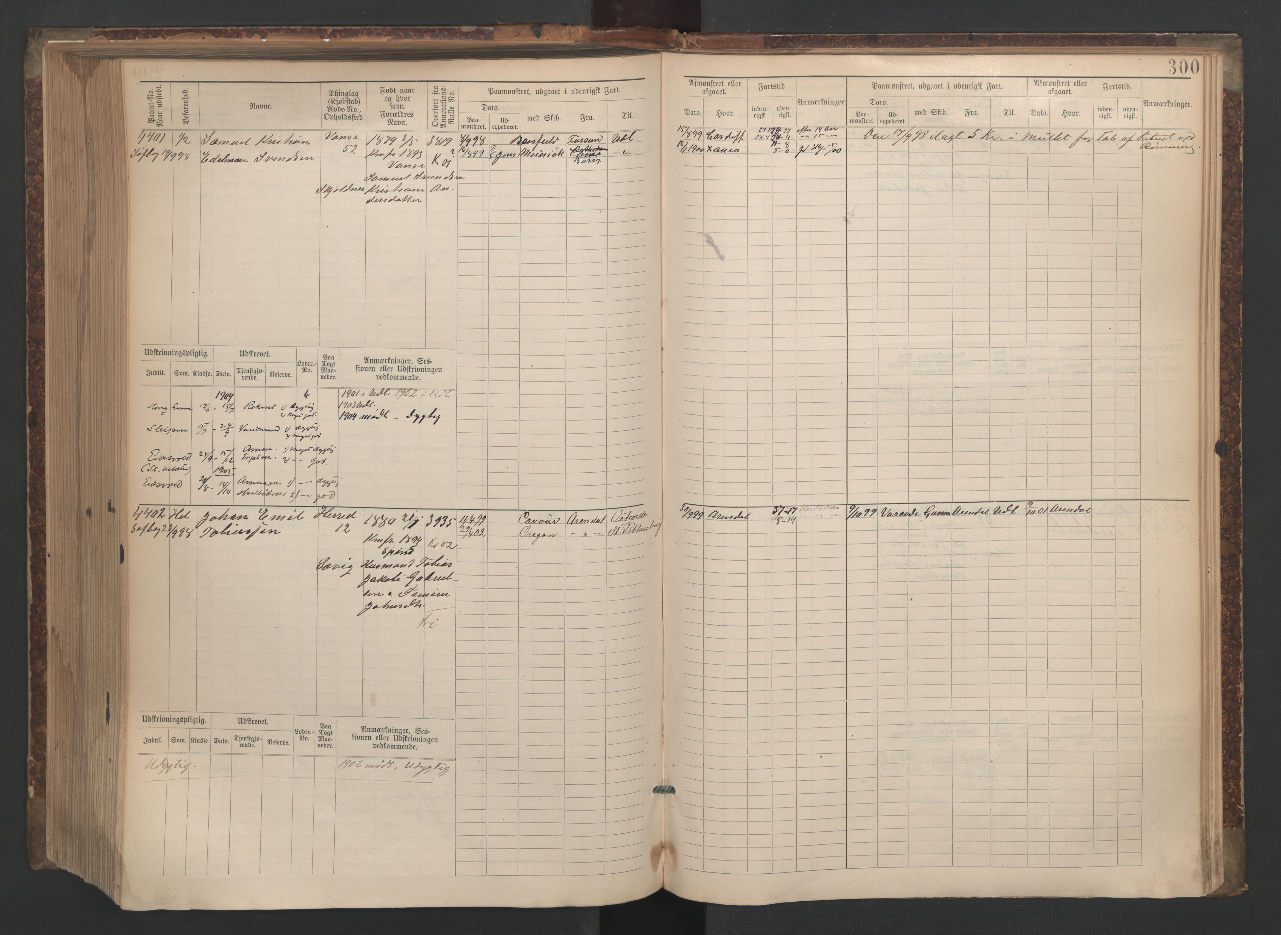 Farsund mønstringskrets, AV/SAK-2031-0017/F/Fb/L0006: Hovedrulle nr 3805-4478, M-9, 1890-1930, p. 301