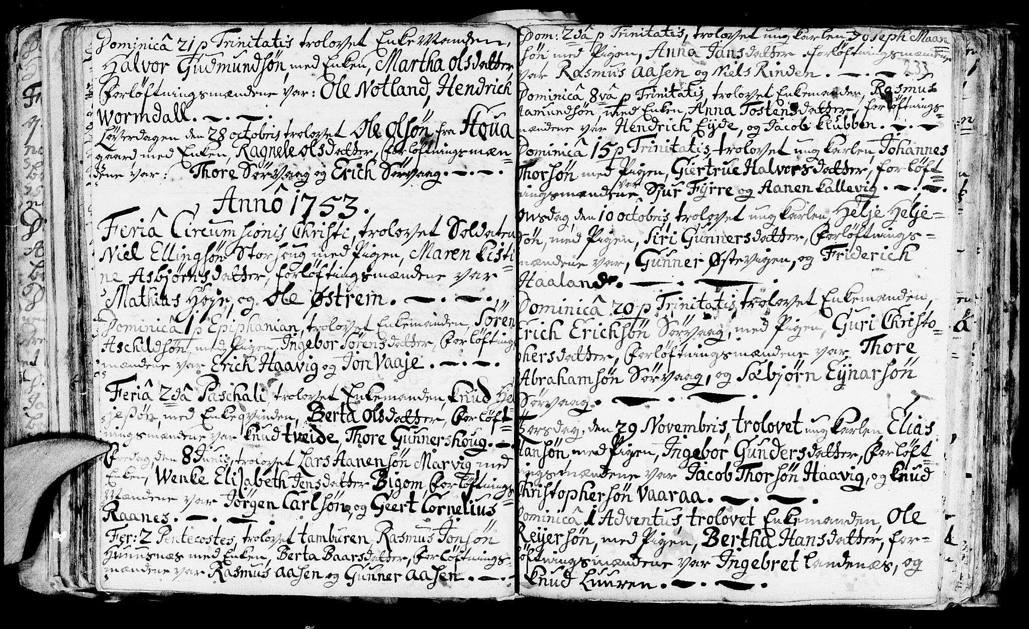 Avaldsnes sokneprestkontor, SAST/A -101851/H/Ha/Haa/L0001: Parish register (official) no. A 1, 1711-1764, p. 233