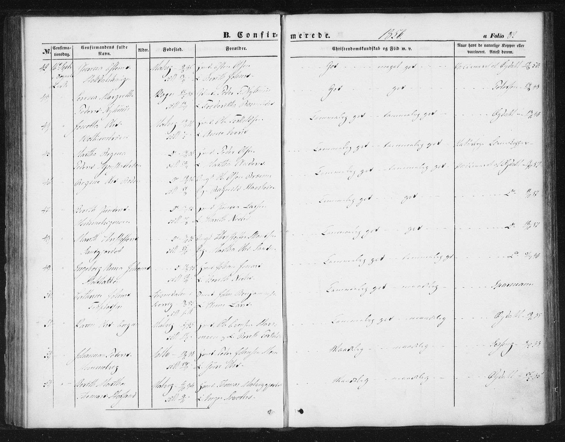 Ministerialprotokoller, klokkerbøker og fødselsregistre - Sør-Trøndelag, SAT/A-1456/616/L0407: Parish register (official) no. 616A04, 1848-1856, p. 82