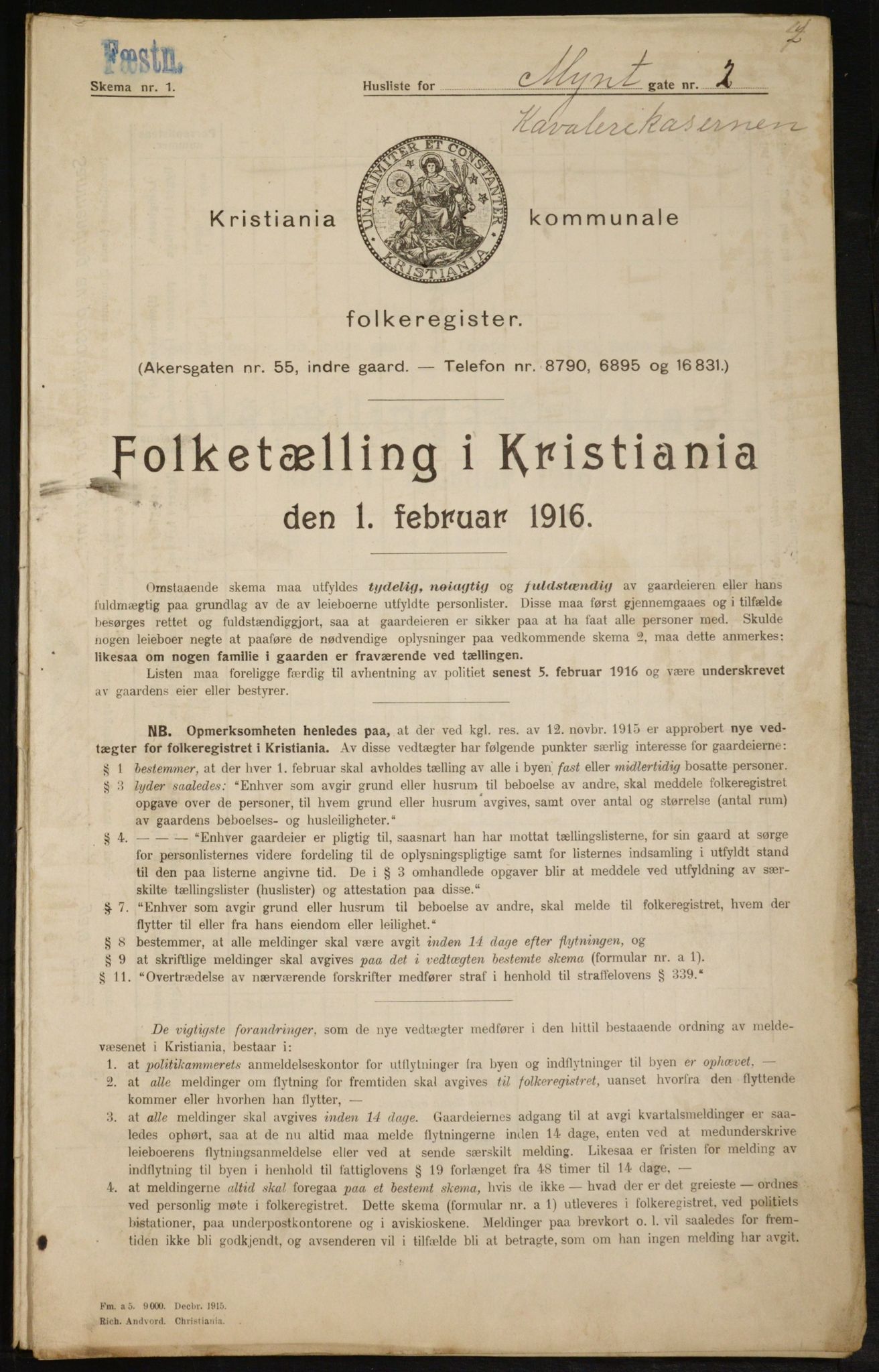 OBA, Municipal Census 1916 for Kristiania, 1916, p. 70022