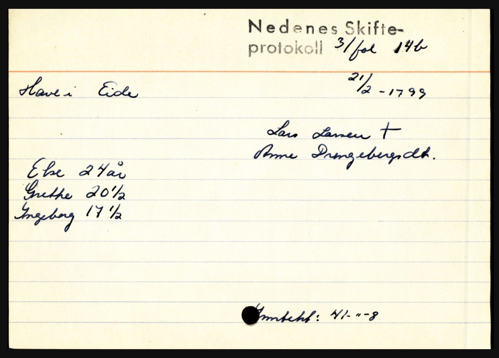 Nedenes sorenskriveri før 1824, AV/SAK-1221-0007/H, p. 11473