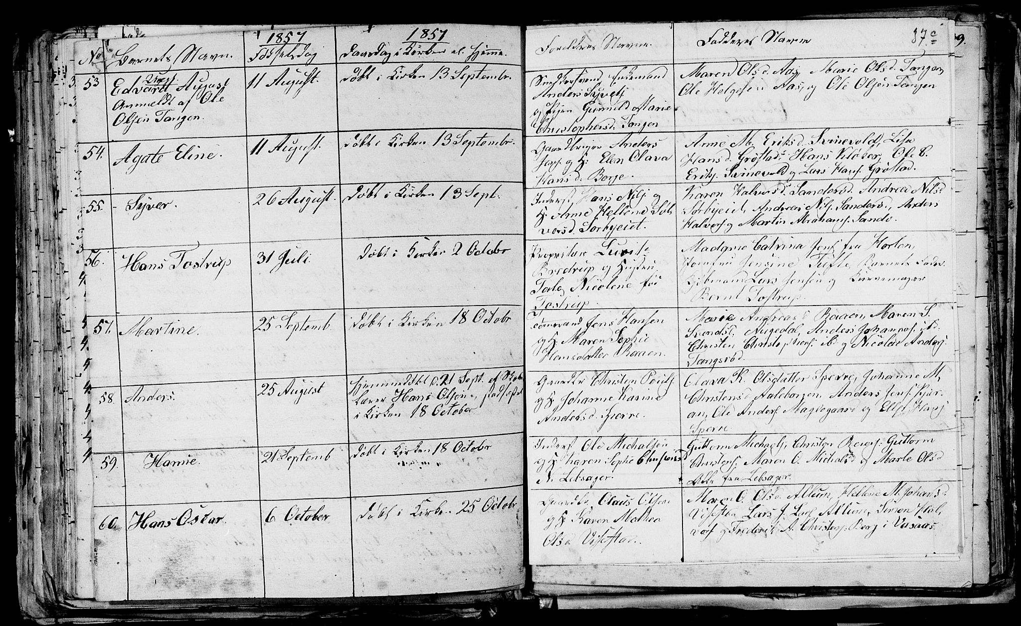 Våle kirkebøker, AV/SAKO-A-334/G/Ga/L0002: Parish register (copy) no. I 2, 1851-1863, p. 37