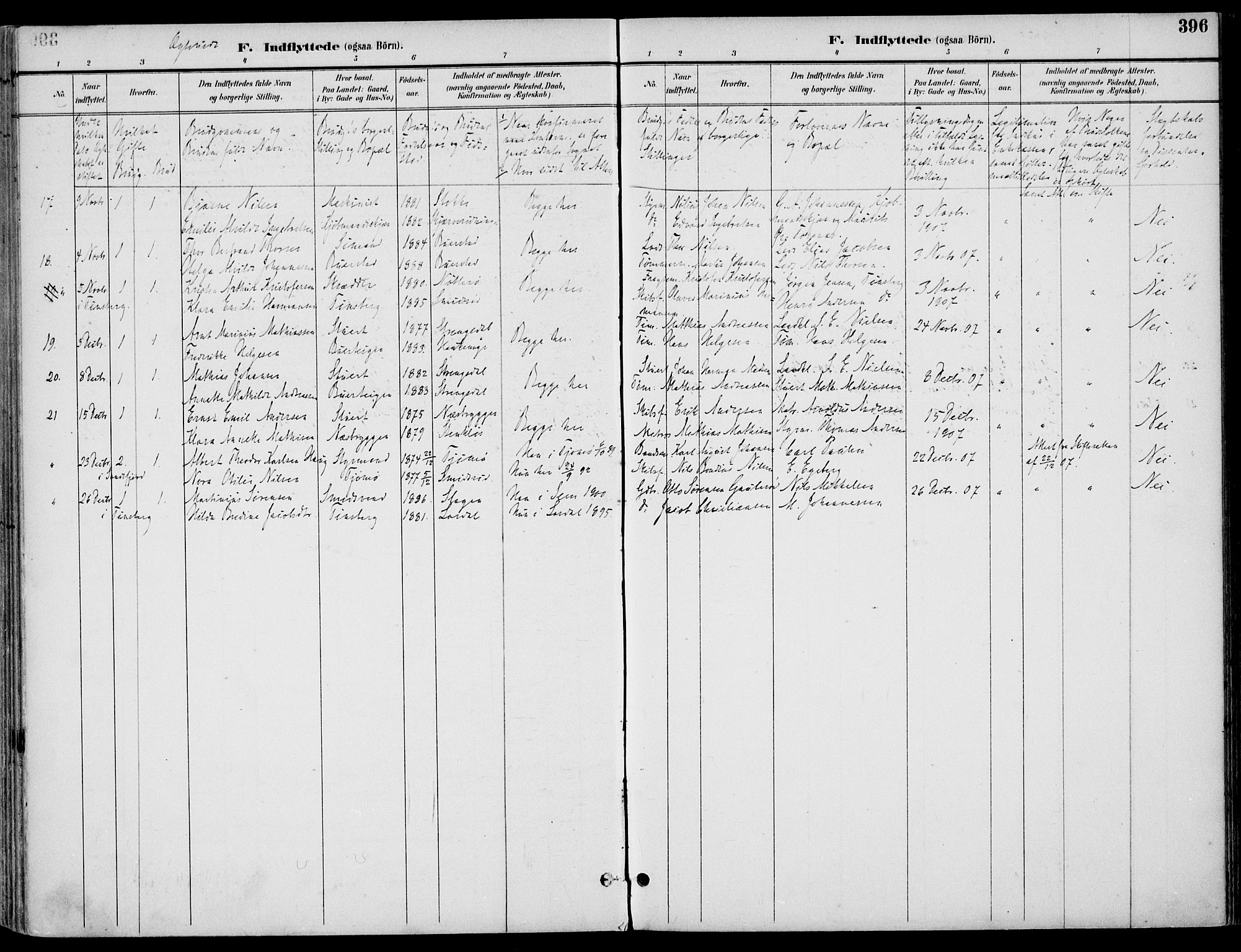 Nøtterøy kirkebøker, AV/SAKO-A-354/F/Fa/L0009: Parish register (official) no. I 9, 1894-1907, p. 396