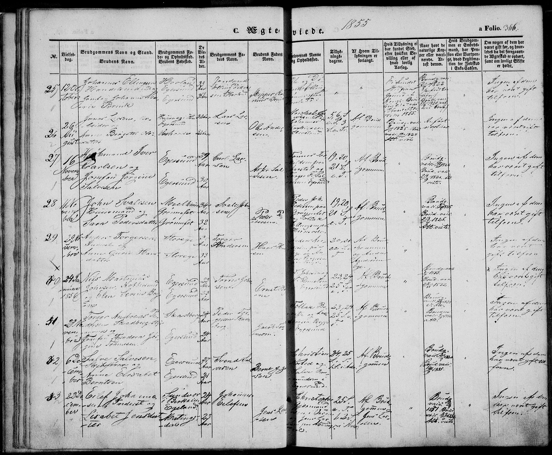 Eigersund sokneprestkontor, AV/SAST-A-101807/S08/L0013: Parish register (official) no. A 12.2, 1850-1865, p. 366