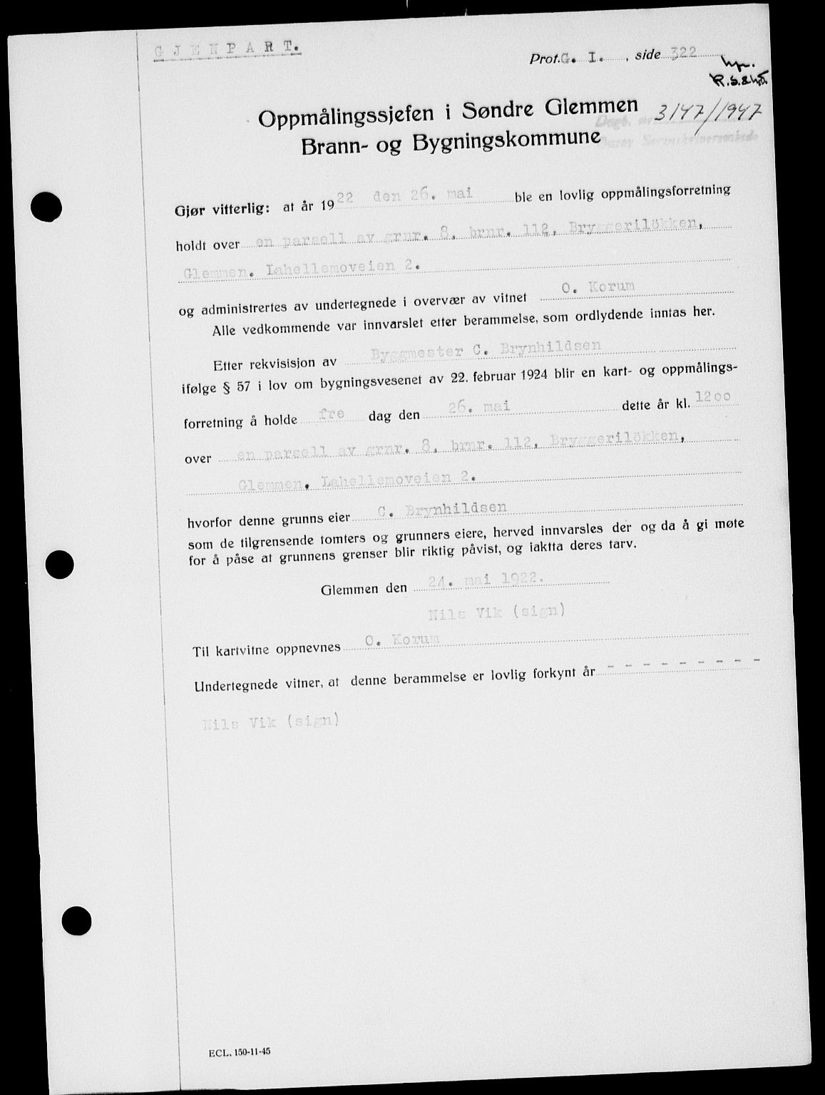 Onsøy sorenskriveri, SAO/A-10474/G/Ga/Gab/L0021: Mortgage book no. II A-21, 1947-1947, Diary no: : 3147/1947