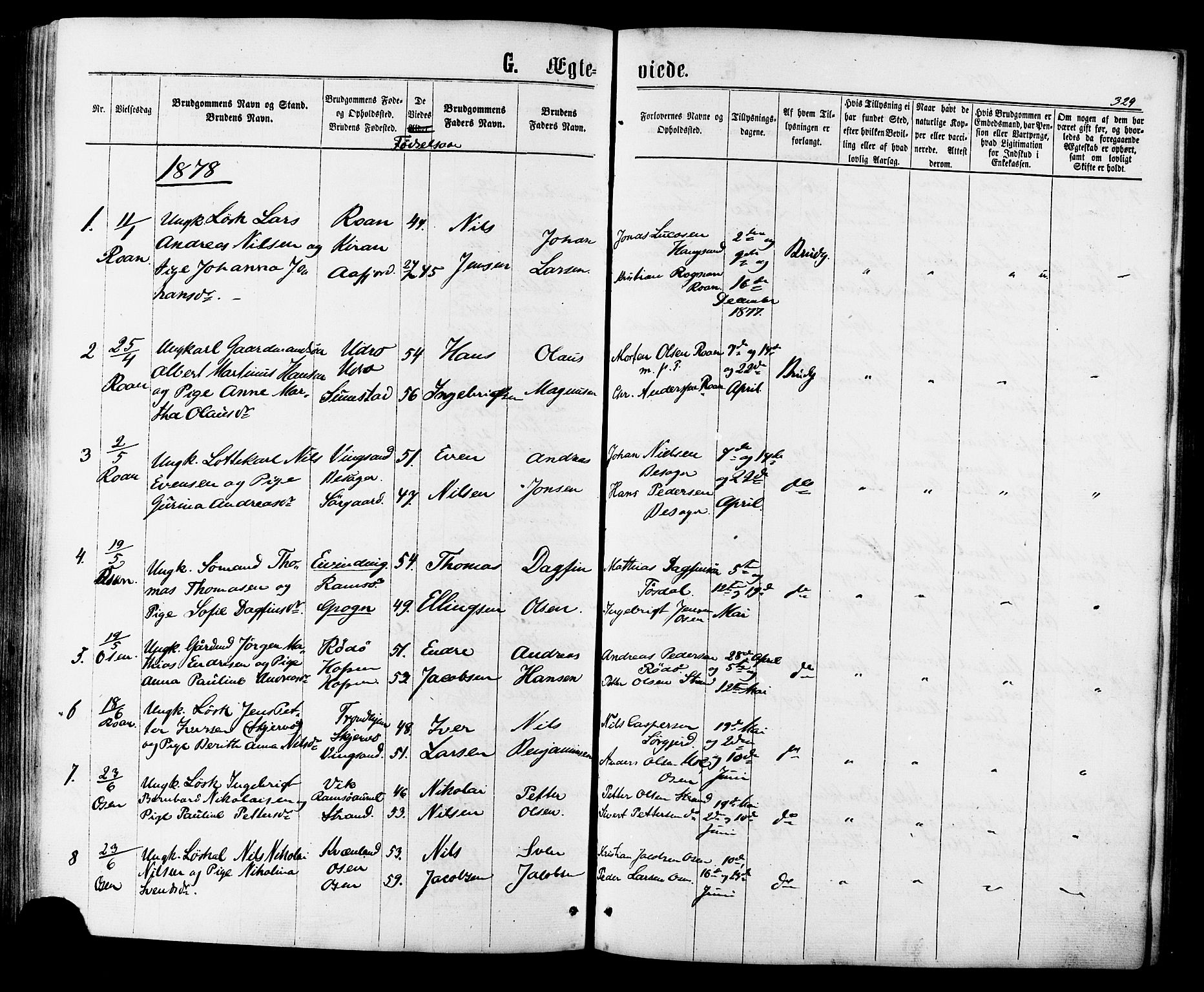 Ministerialprotokoller, klokkerbøker og fødselsregistre - Sør-Trøndelag, SAT/A-1456/657/L0706: Parish register (official) no. 657A07, 1867-1878, p. 329