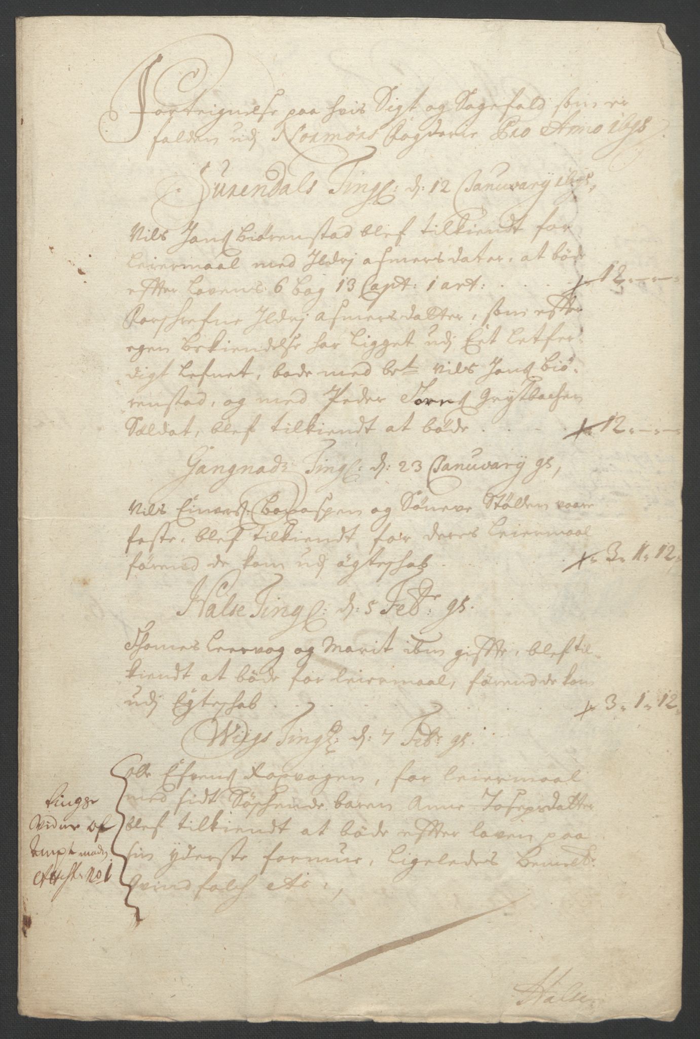 Rentekammeret inntil 1814, Reviderte regnskaper, Fogderegnskap, RA/EA-4092/R56/L3736: Fogderegnskap Nordmøre, 1694-1696, p. 289