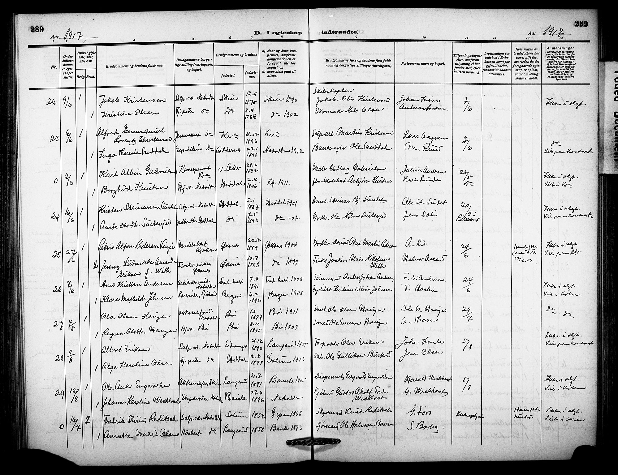 Notodden kirkebøker, AV/SAKO-A-290/G/Ga/L0001: Parish register (copy) no. 1, 1912-1923, p. 289