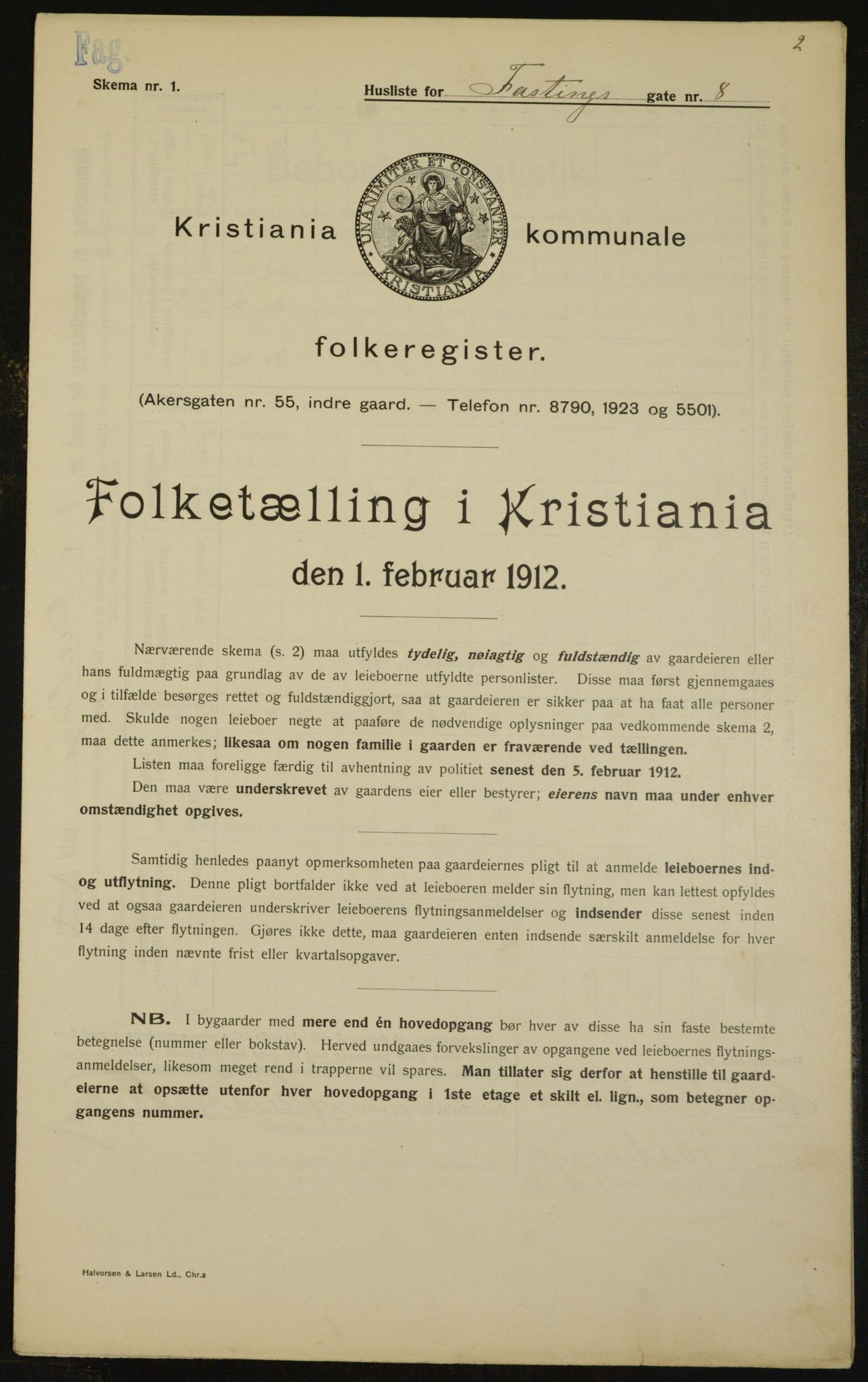 OBA, Municipal Census 1912 for Kristiania, 1912, p. 23644