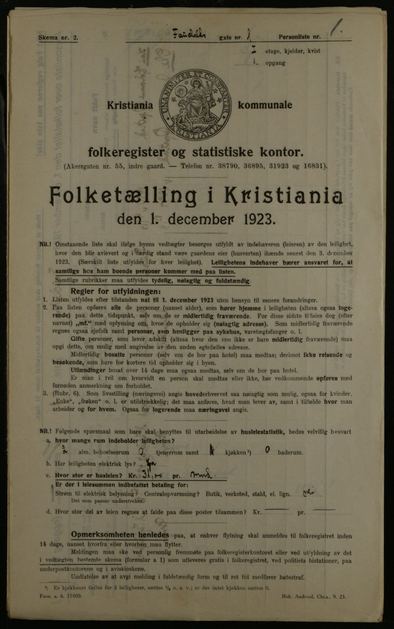 OBA, Municipal Census 1923 for Kristiania, 1923, p. 26572