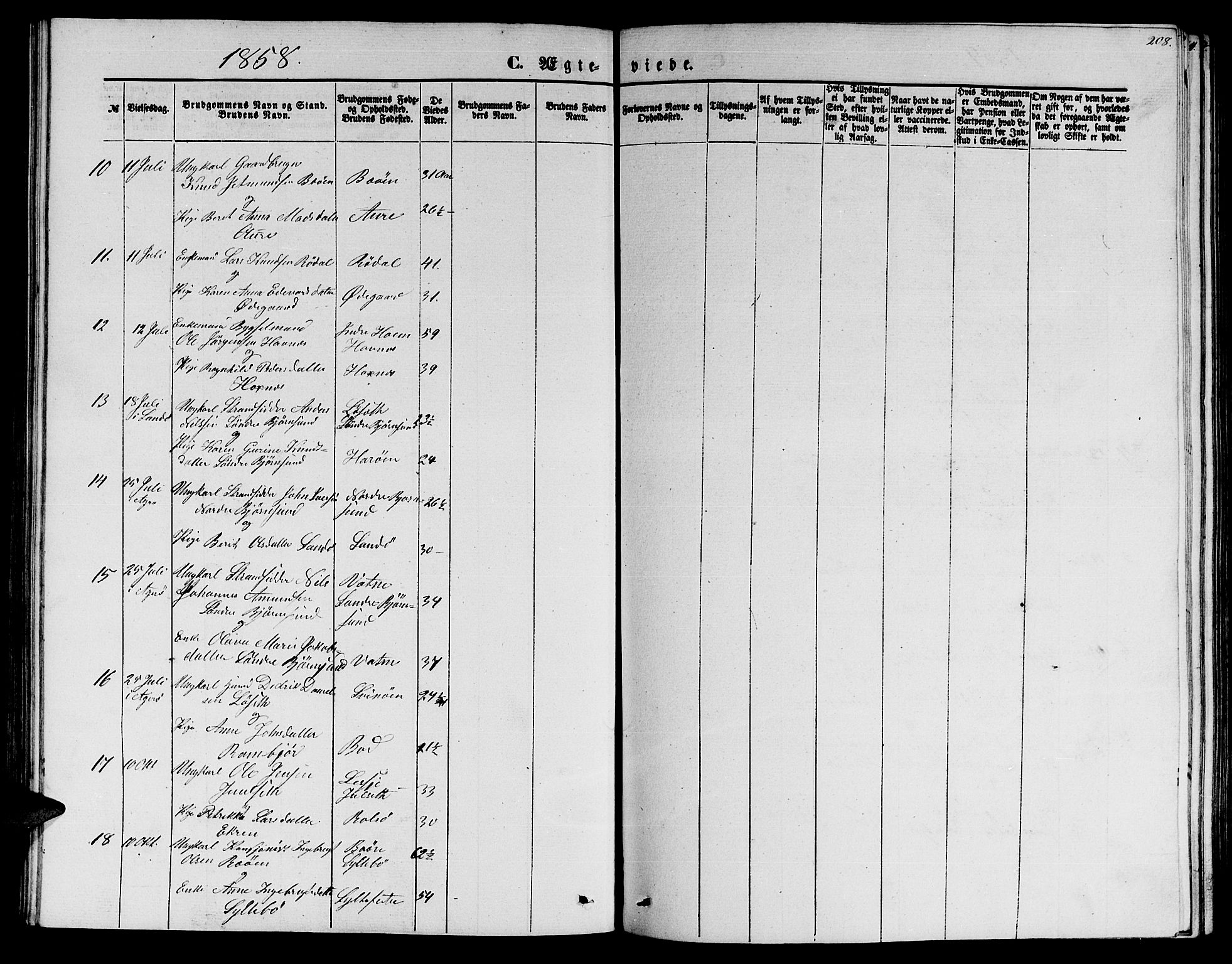 Ministerialprotokoller, klokkerbøker og fødselsregistre - Møre og Romsdal, AV/SAT-A-1454/565/L0753: Parish register (copy) no. 565C02, 1845-1870, p. 208