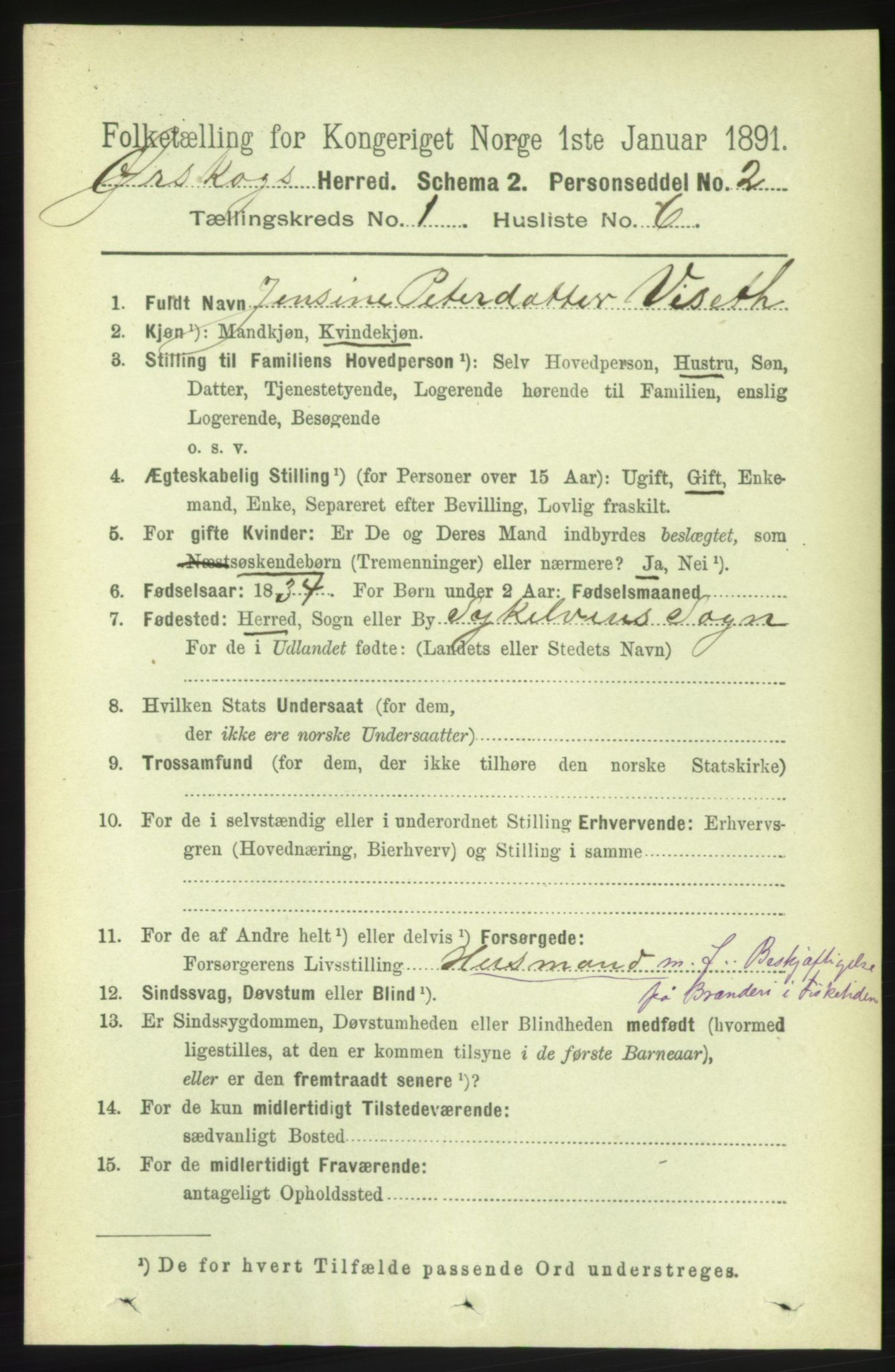 RA, 1891 census for 1527 Ørskog, 1891, p. 121