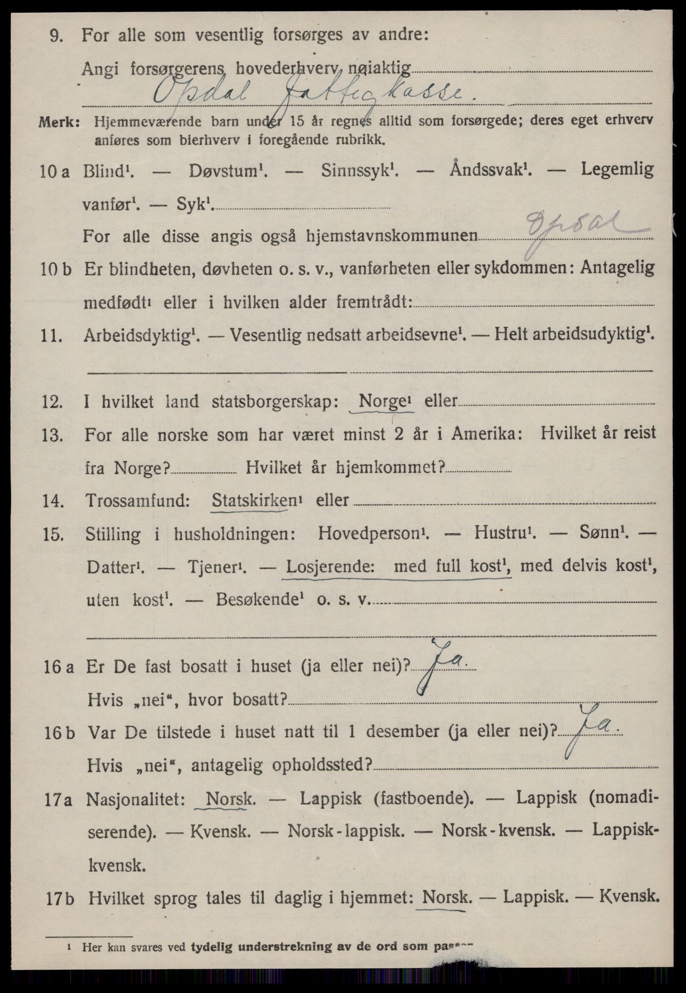 SAT, 1920 census for Oppdal, 1920, p. 7126