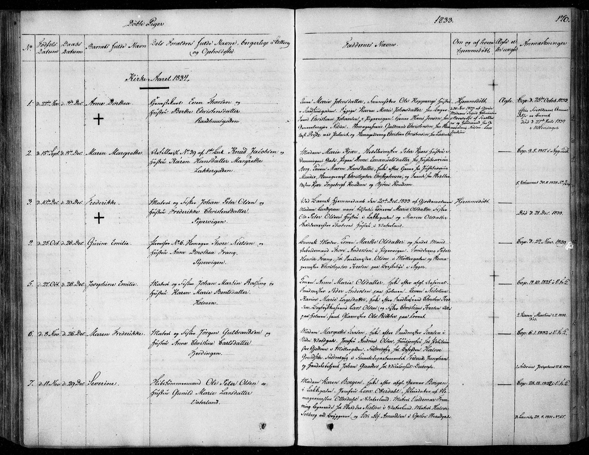 Garnisonsmenigheten Kirkebøker, SAO/A-10846/F/Fa/L0006: Parish register (official) no. 6, 1828-1841, p. 170