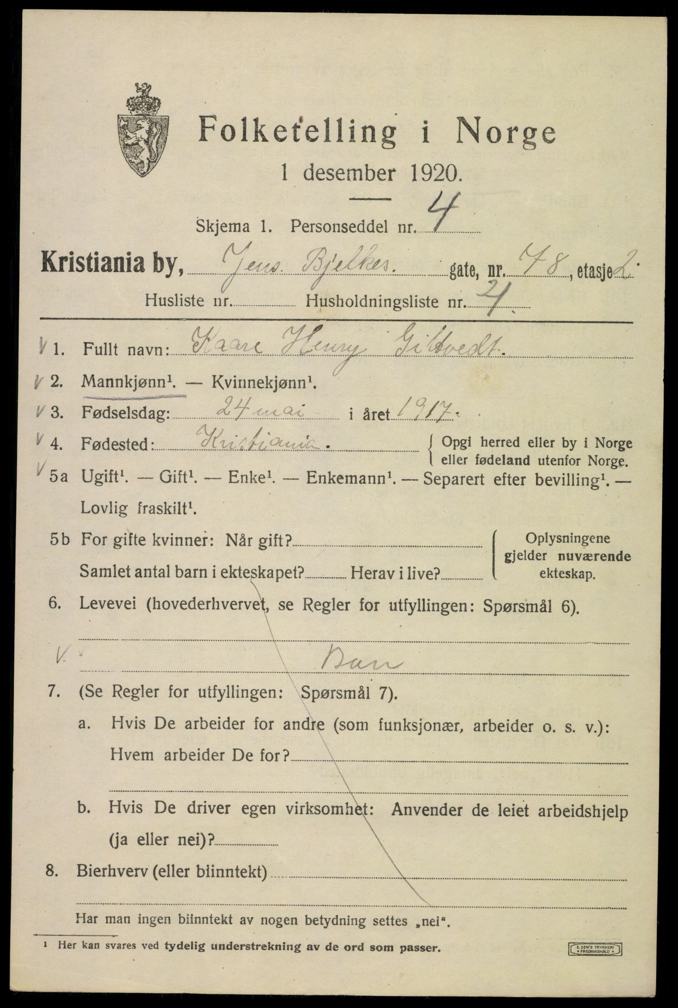 SAO, 1920 census for Kristiania, 1920, p. 322281