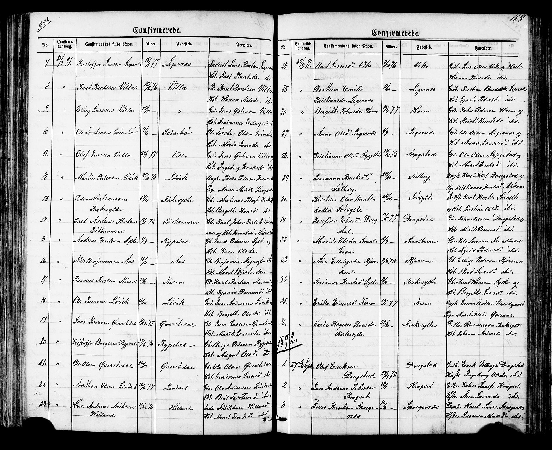 Ministerialprotokoller, klokkerbøker og fødselsregistre - Møre og Romsdal, SAT/A-1454/541/L0547: Parish register (copy) no. 541C02, 1867-1921, p. 168