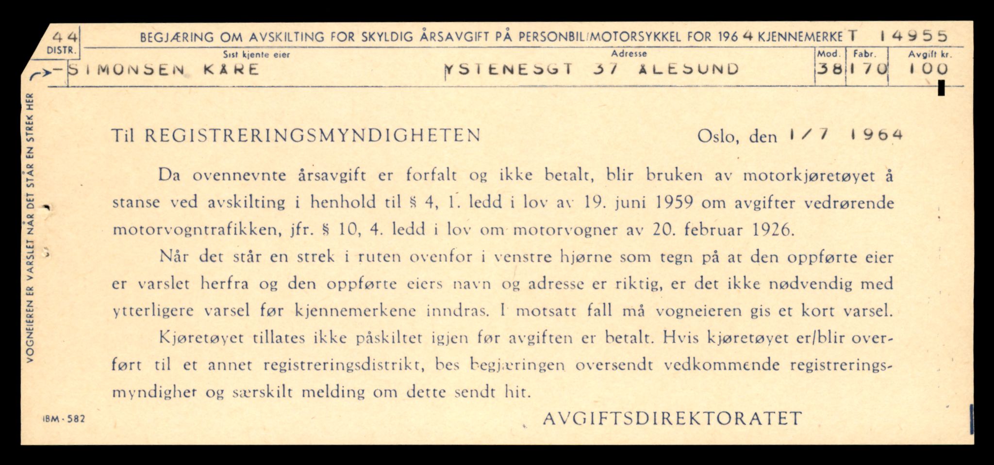 Møre og Romsdal vegkontor - Ålesund trafikkstasjon, AV/SAT-A-4099/F/Fe/L0049: Registreringskort for kjøretøy T 14864 - T 18613, 1927-1998, p. 2091