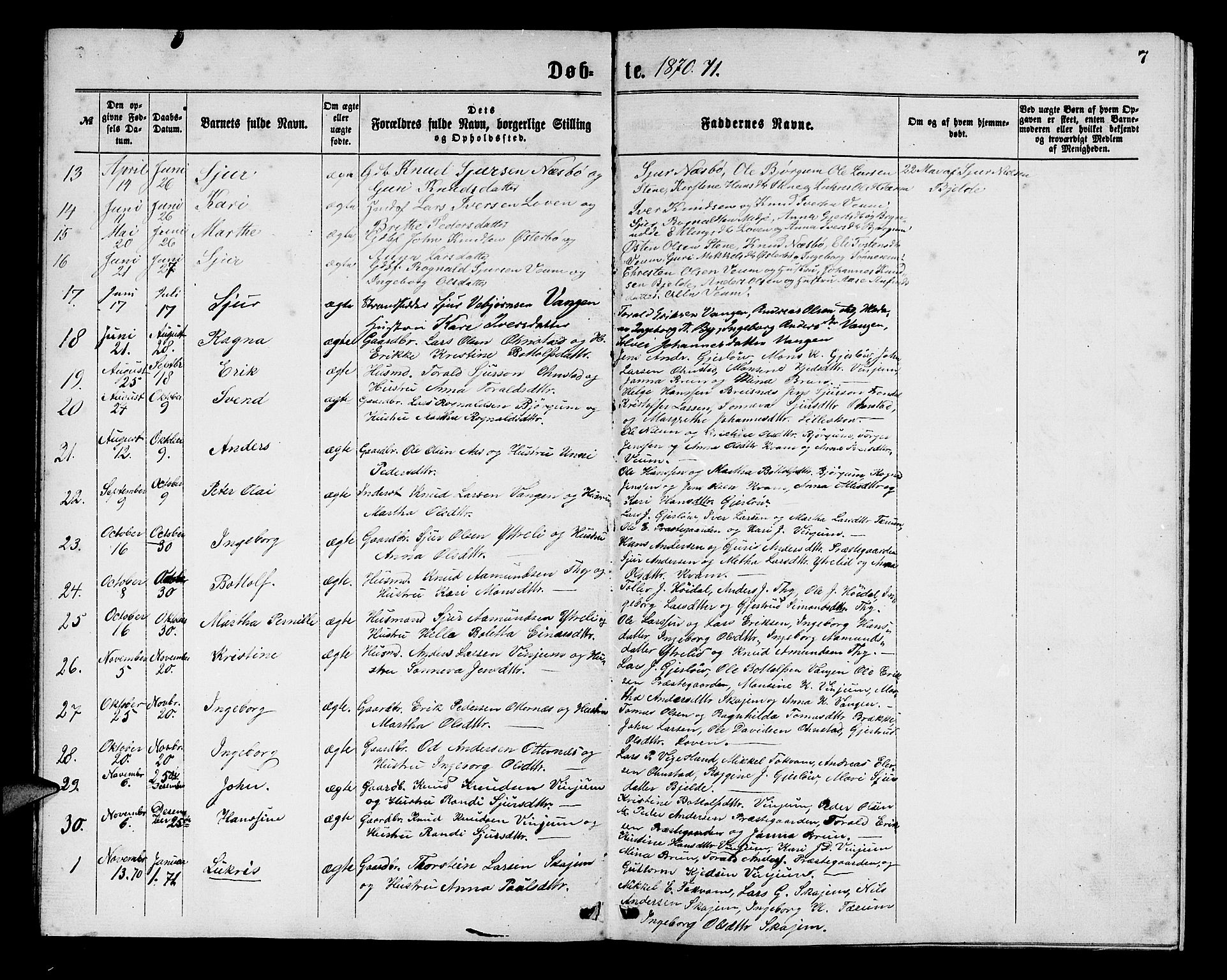 Aurland sokneprestembete, SAB/A-99937/H/Hb/Hba/L0001: Parish register (copy) no. A 1, 1868-1881, p. 6