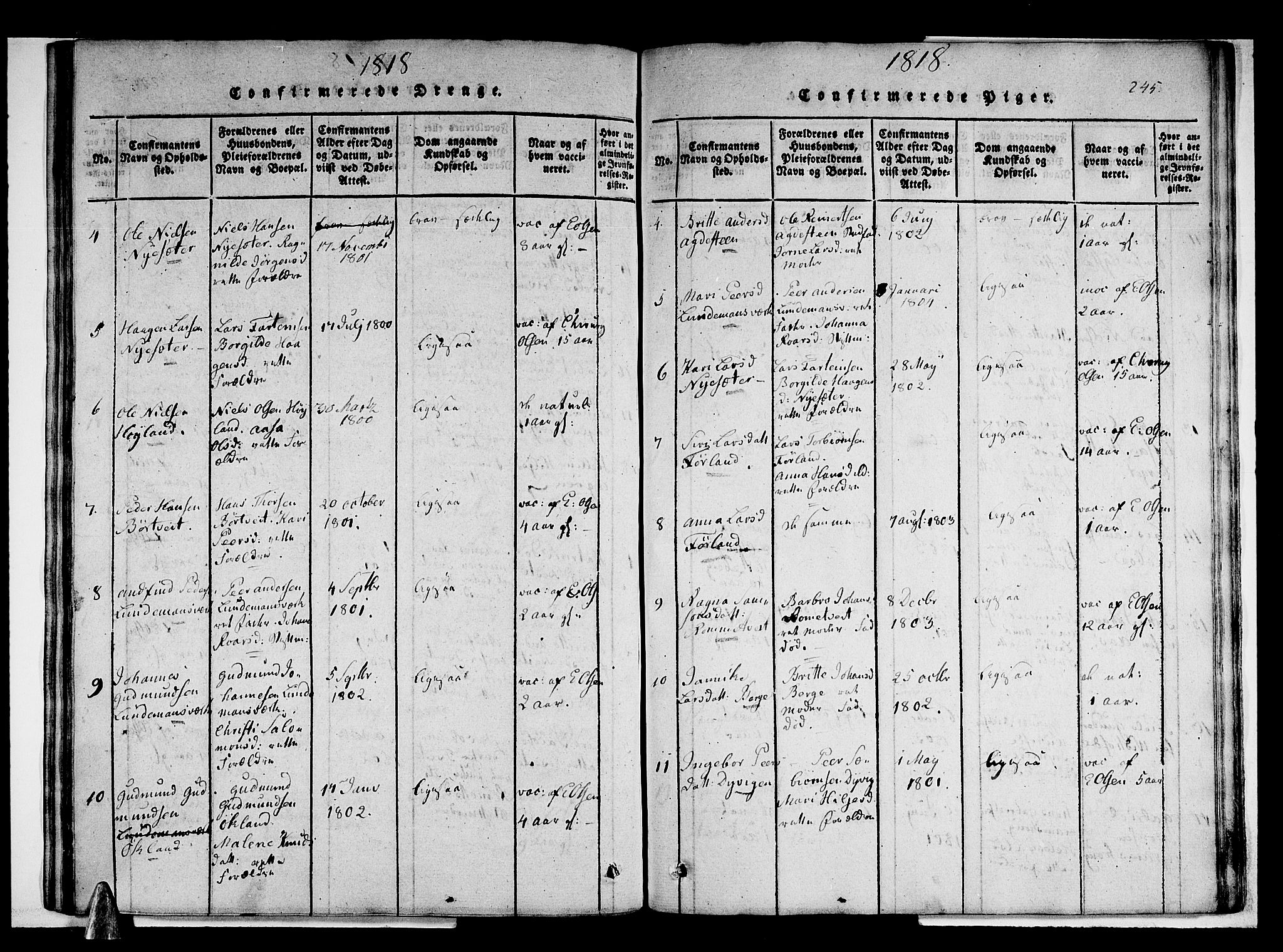 Stord sokneprestembete, AV/SAB-A-78201/H/Haa: Parish register (official) no. A 5, 1816-1825, p. 245