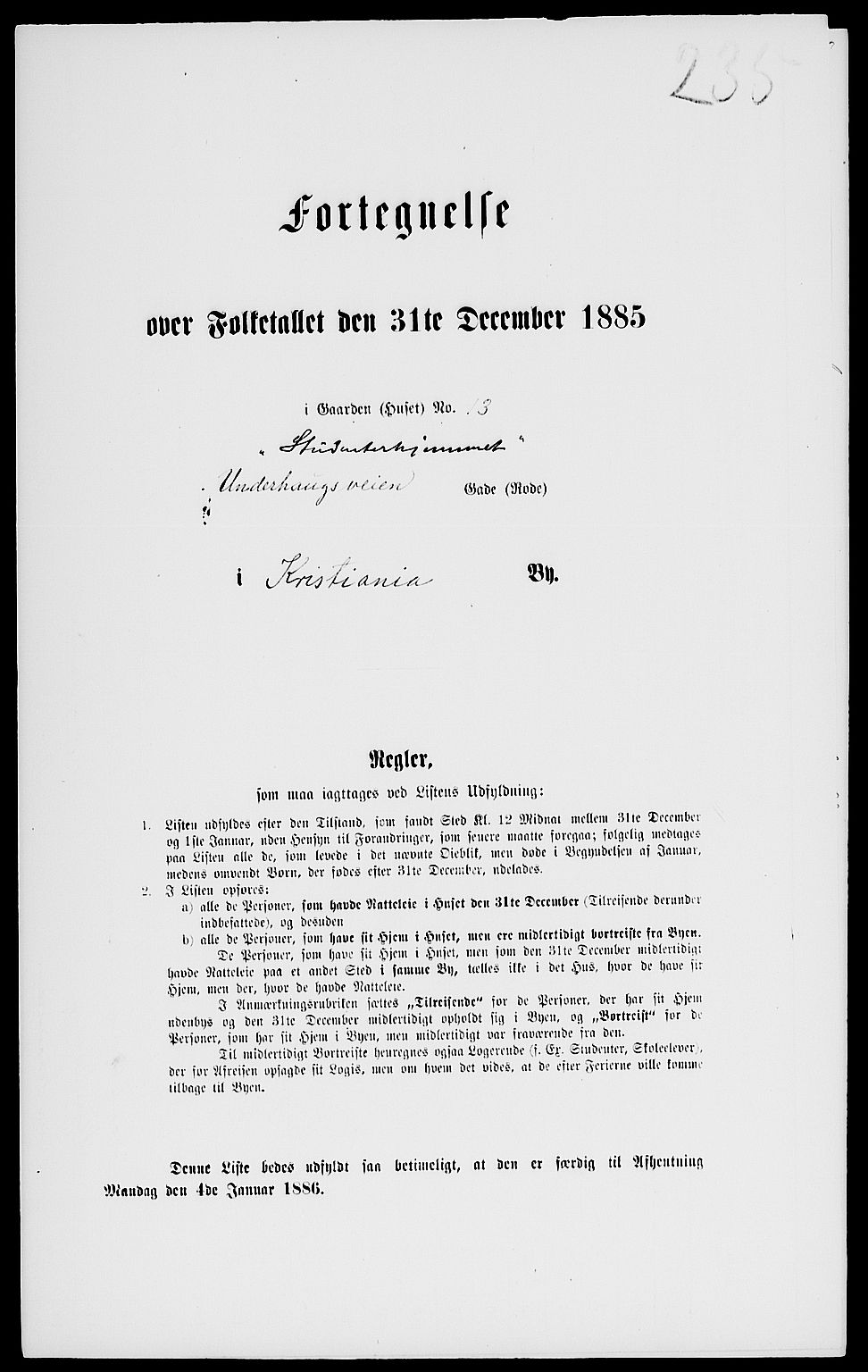 RA, 1885 census for 0301 Kristiania, 1885, p. 2960
