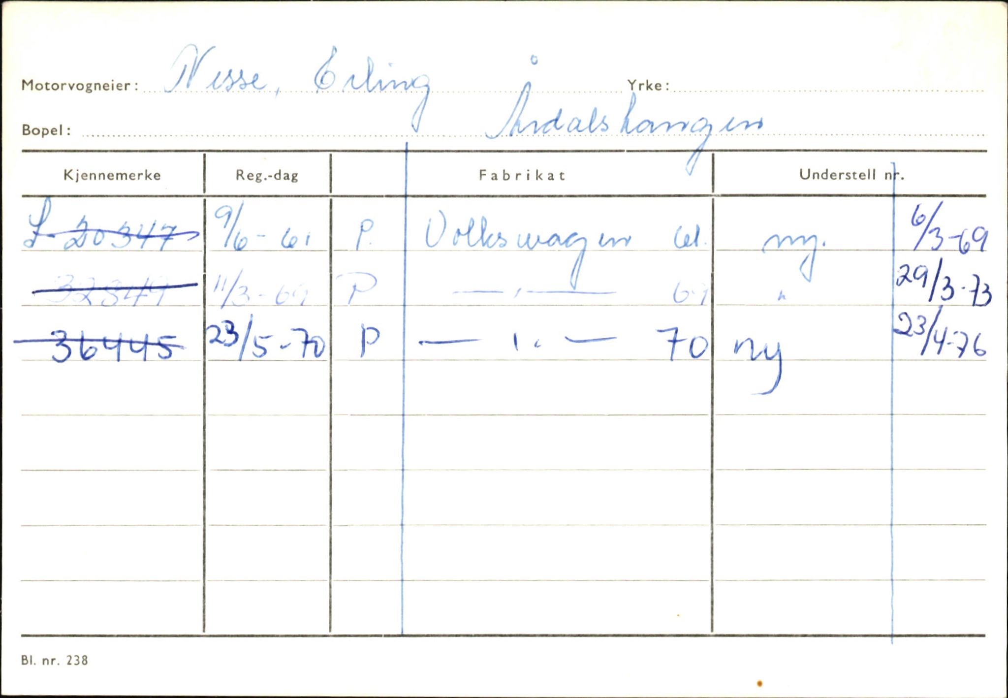 Statens vegvesen, Sogn og Fjordane vegkontor, AV/SAB-A-5301/4/F/L0145: Registerkort Vågsøy S-Å. Årdal I-P, 1945-1975, p. 1997