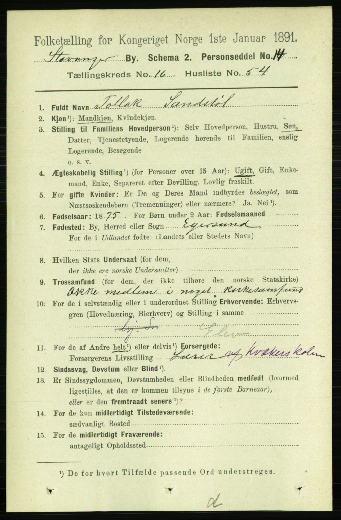 RA, 1891 census for 1103 Stavanger, 1891, p. 19363