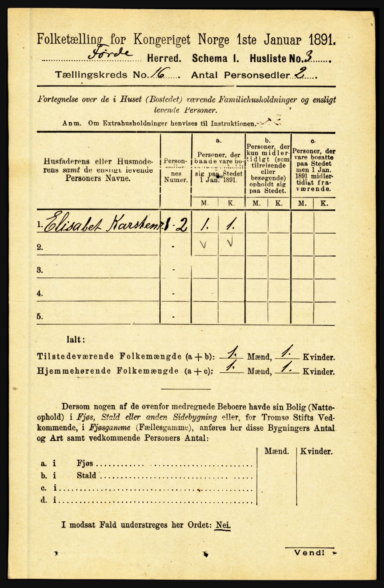 RA, 1891 census for 1432 Førde, 1891, p. 5809