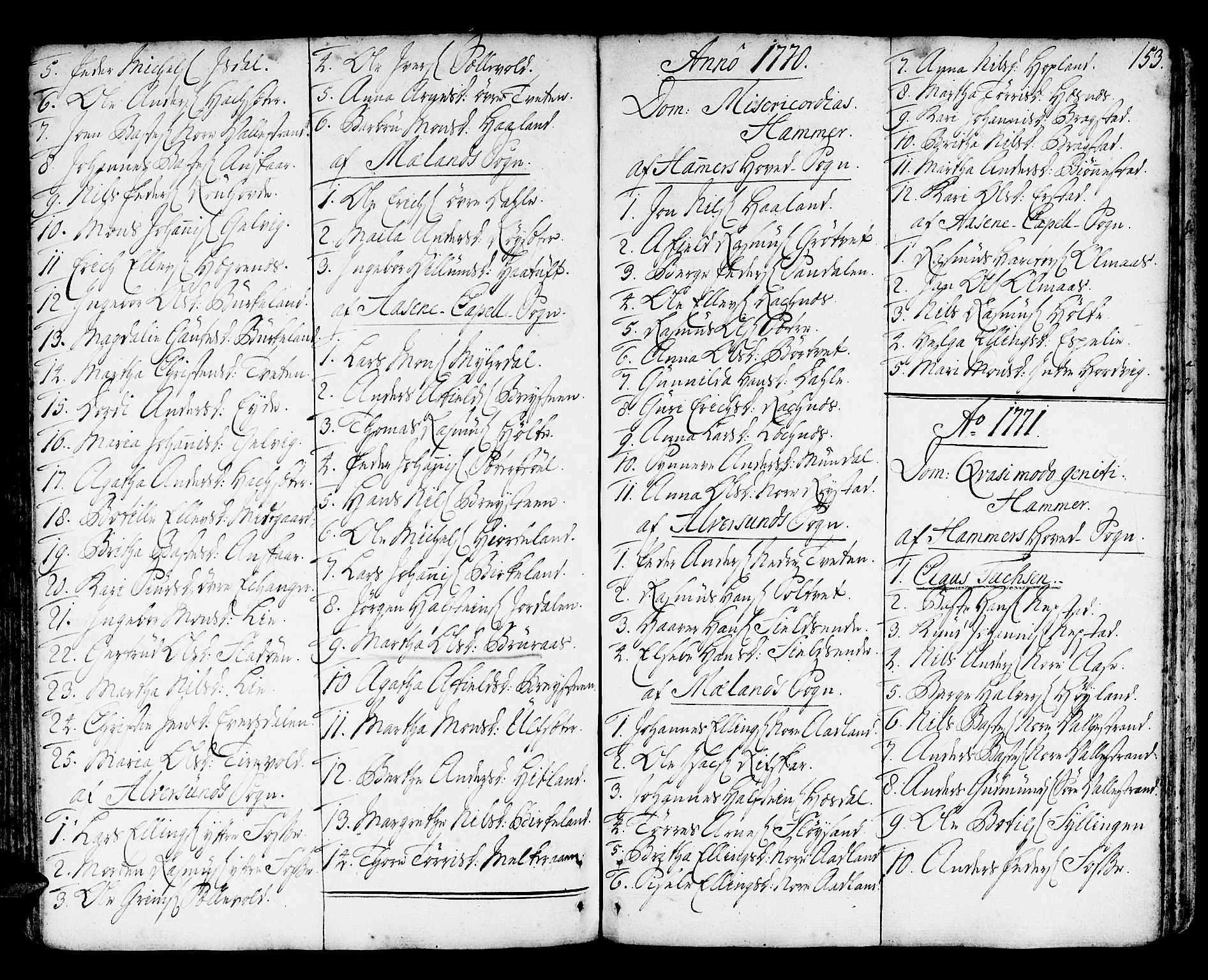 Hamre sokneprestembete, AV/SAB-A-75501/H/Ha/Haa/Haaa/L0007: Parish register (official) no. A 7, 1762-1777, p. 153