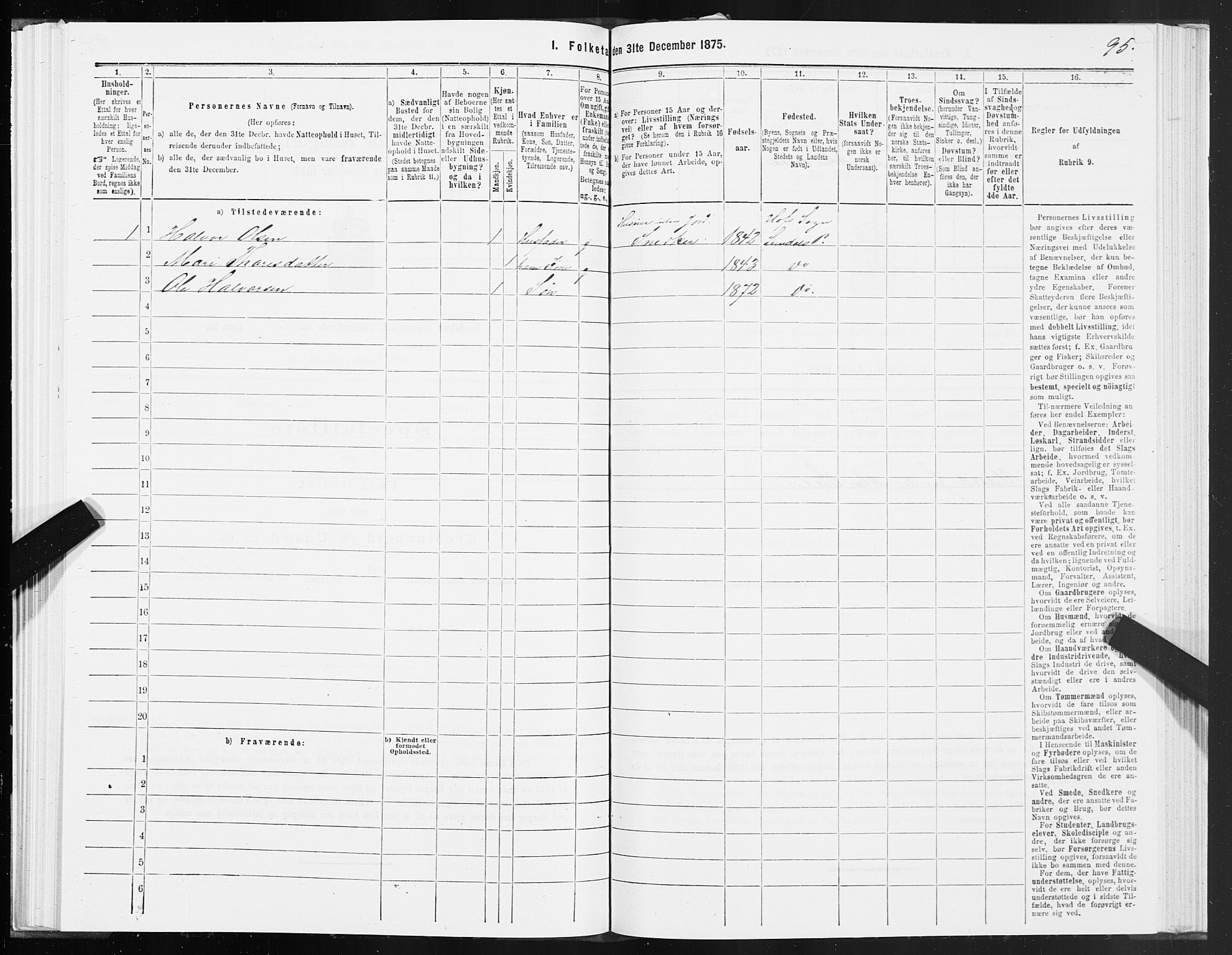 SAT, 1875 census for 1563P Sunndal, 1875, p. 2095