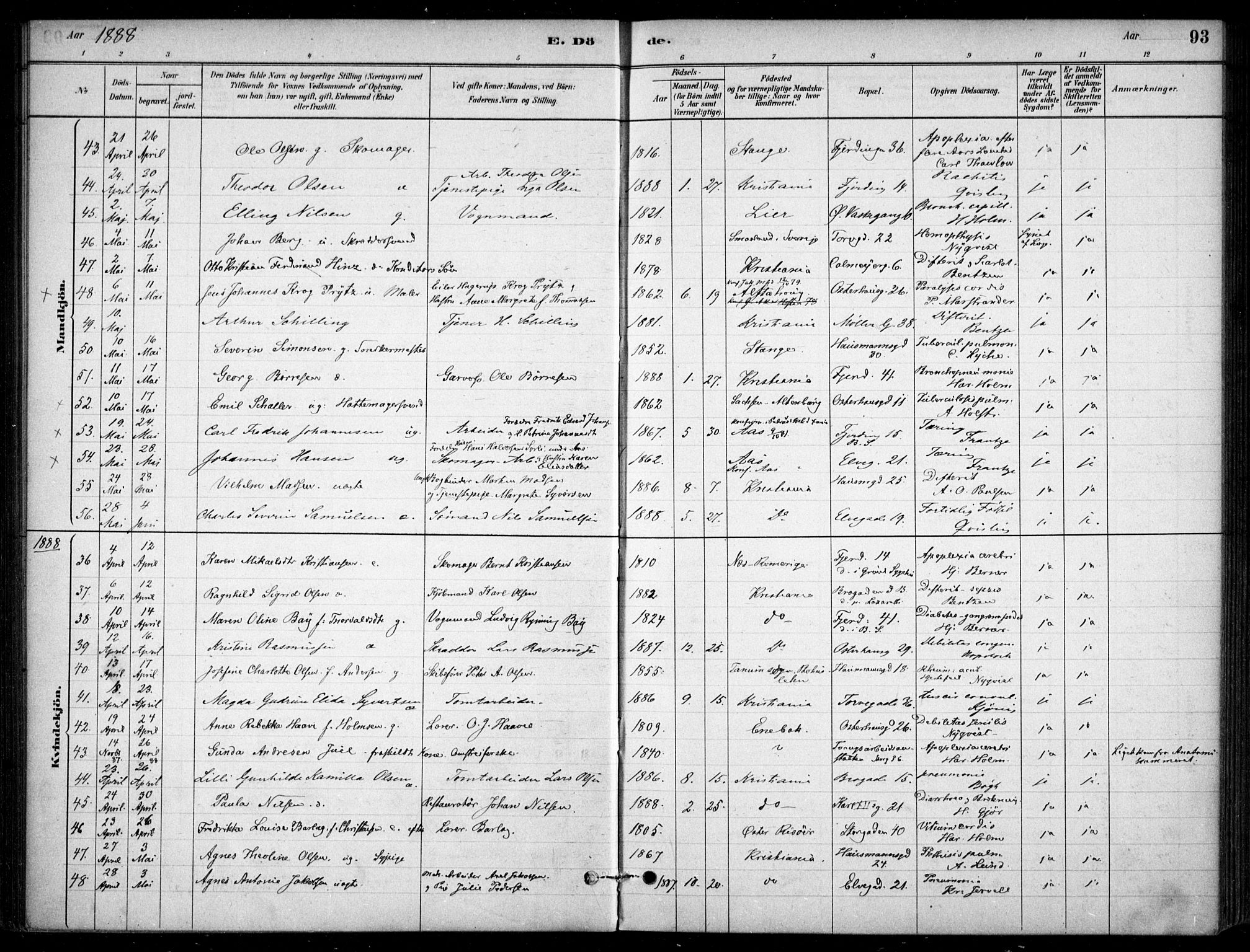 Jakob prestekontor Kirkebøker, AV/SAO-A-10850/F/Fa/L0007: Parish register (official) no. 7, 1880-1905, p. 93