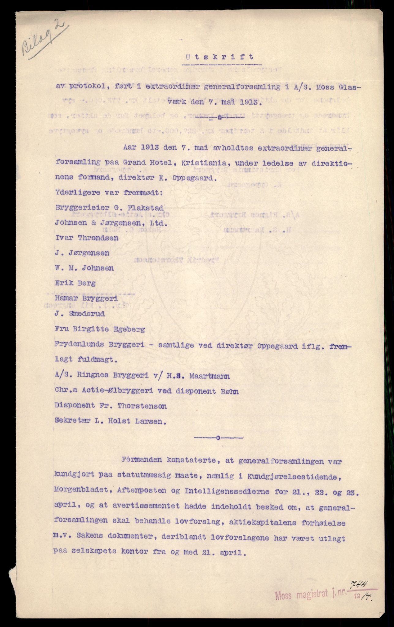 Moss tingrett, AV/SAT-A-10063/K/Ka/Kab/L0025: Slettede og konverterte firmaer, Moss Gla - Moss Mek, 1890-1943, p. 6