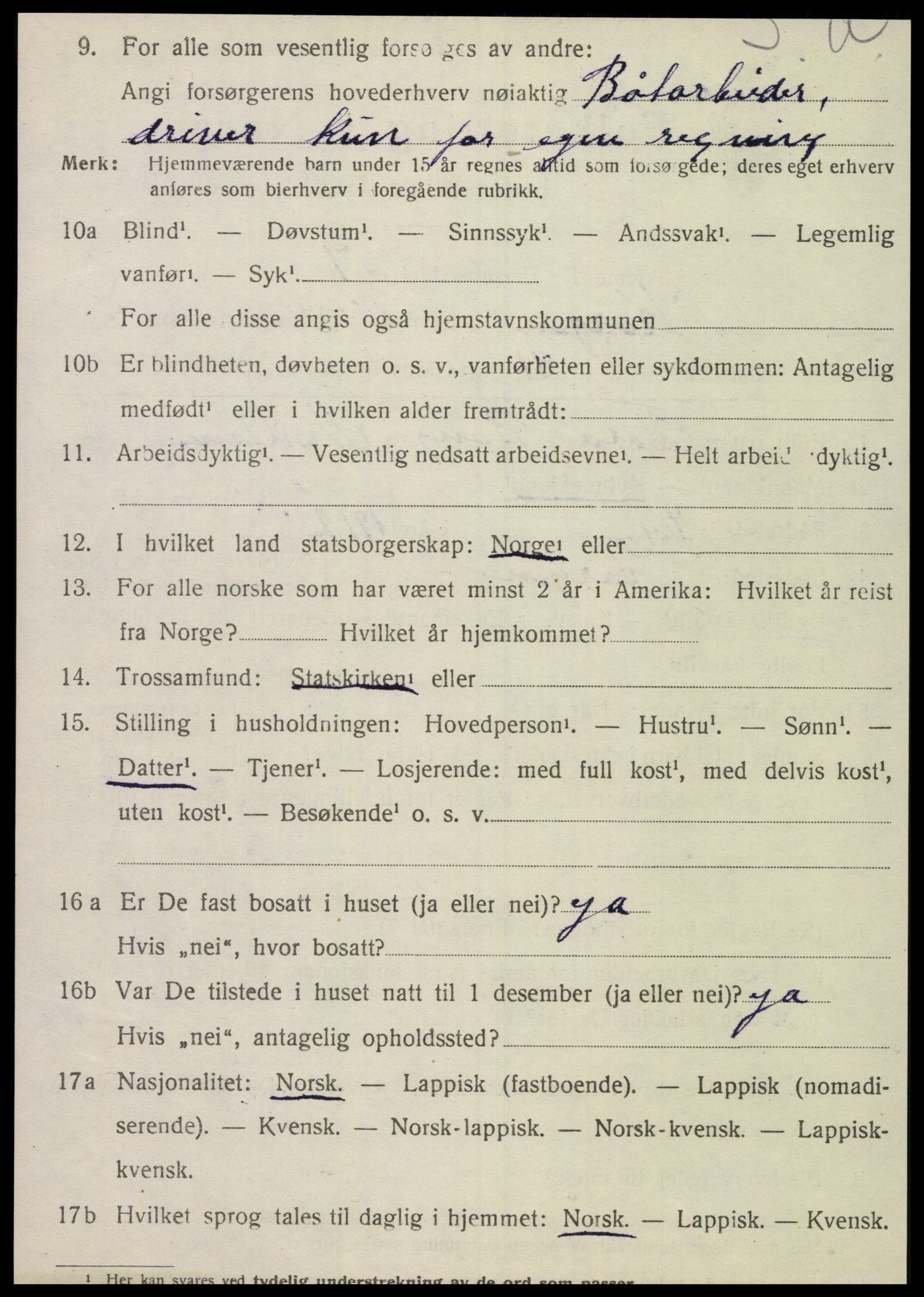 SAT, 1920 census for Korgen, 1920, p. 2401