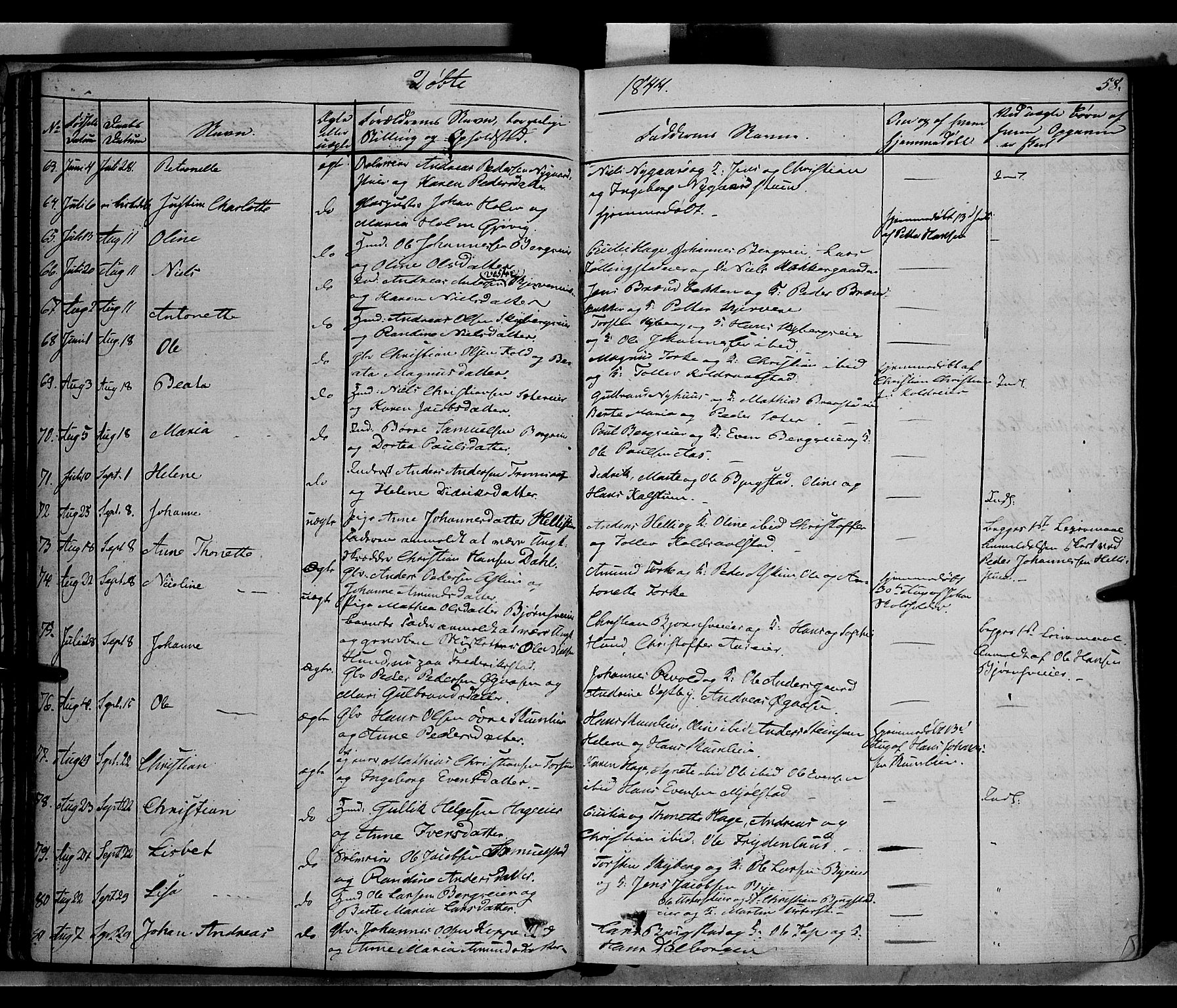 Vardal prestekontor, SAH/PREST-100/H/Ha/Haa/L0005: Parish register (official) no. 5, 1831-1853, p. 58