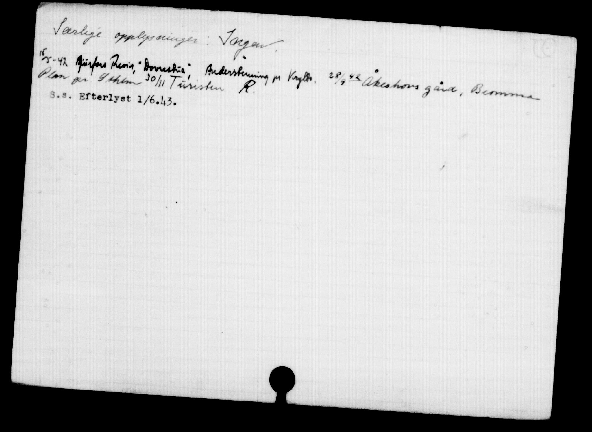 Utenriksstasjonene, Legasjonen i Stockholm, Flyktningkontoret, AV/RA-S-6753/V/Va/L0001: Kjesäterkartoteket, flyktninger med registreringsnr. 1-1000, 1940-1945, p. 296