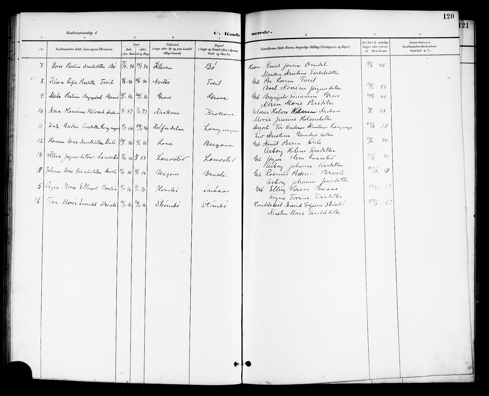 Drangedal kirkebøker, SAKO/A-258/G/Gb/L0002: Parish register (copy) no. II 2, 1895-1918, p. 120