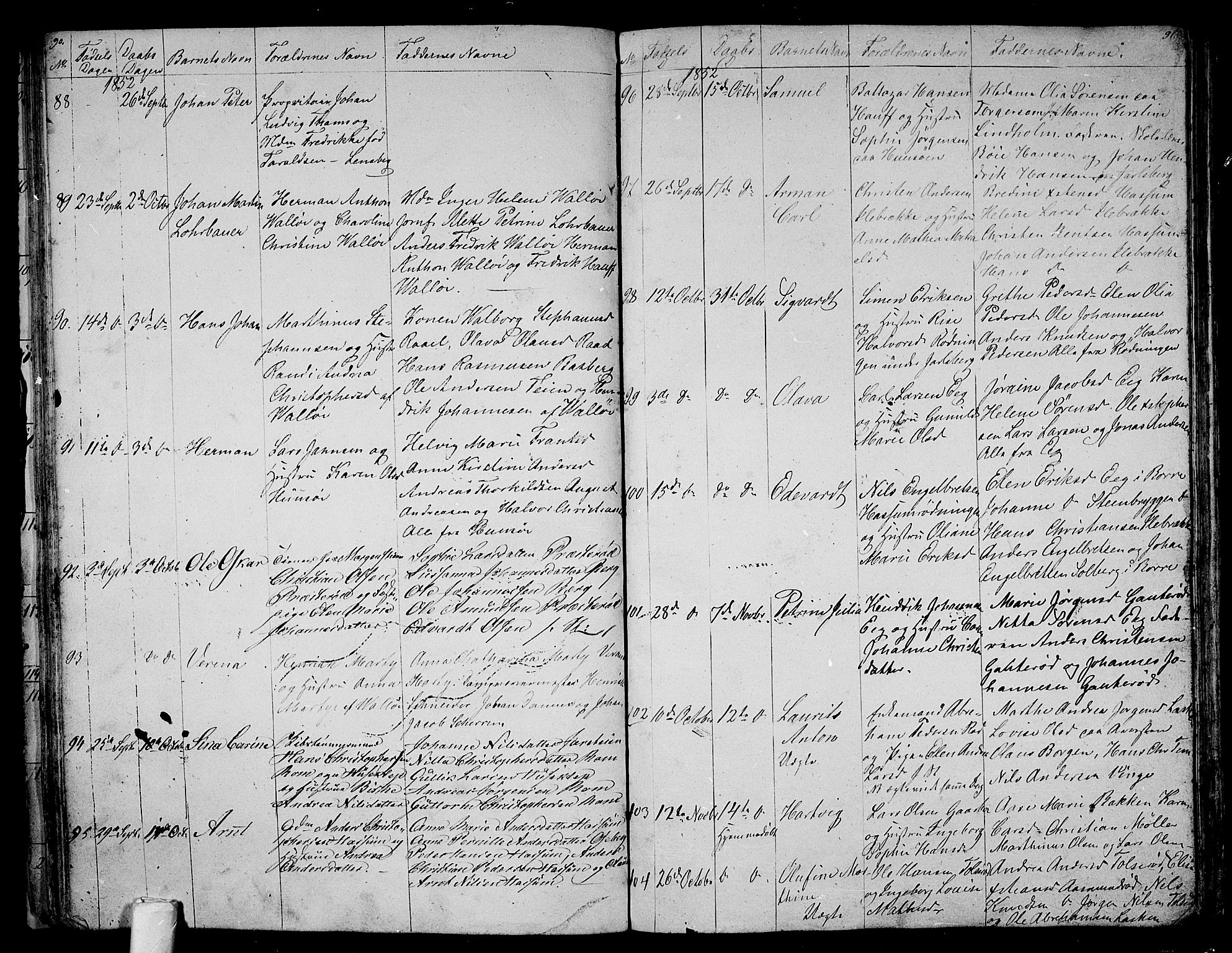 Sem kirkebøker, AV/SAKO-A-5/G/Ga/L0003: Parish register (copy) no. I 3, 1844-1855, p. 90-91