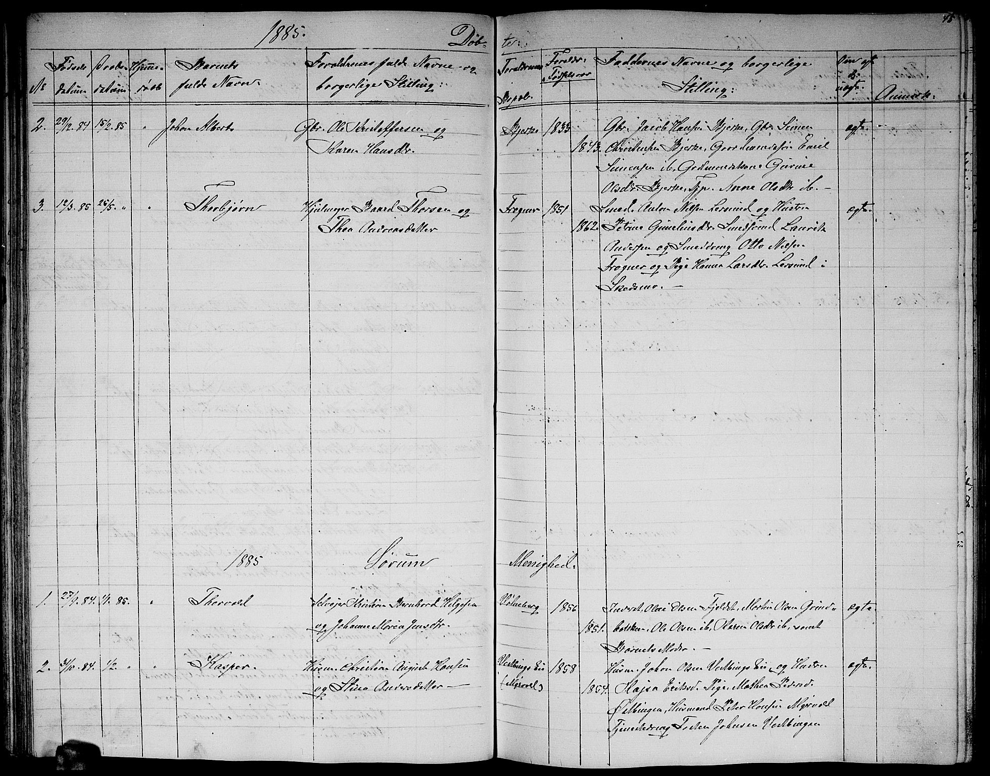 Sørum prestekontor Kirkebøker, AV/SAO-A-10303/G/Ga/L0004: Parish register (copy) no. I 4, 1864-1885, p. 45