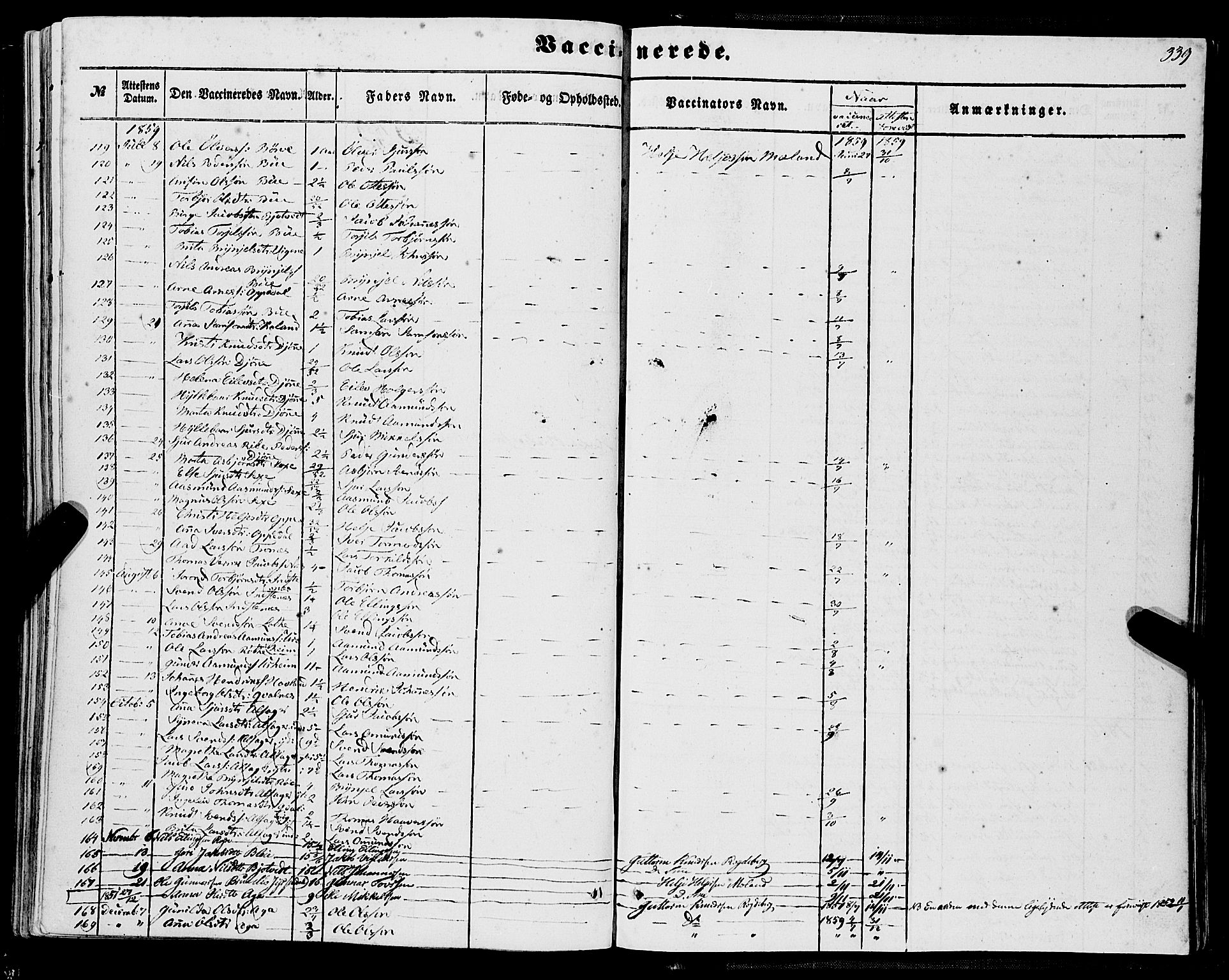 Ullensvang sokneprestembete, SAB/A-78701/H/Haa: Parish register (official) no. A 11, 1854-1866, p. 339